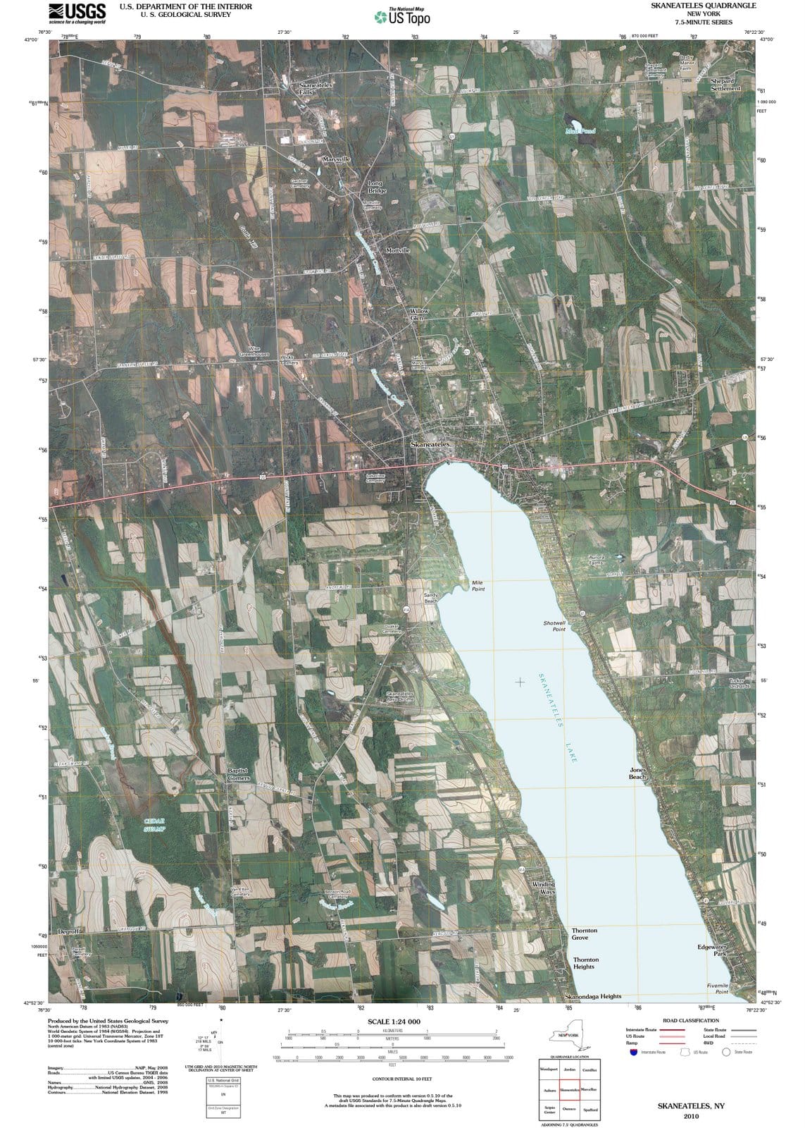 2010 Skaneateles, NY - New York - USGS Topographic Map