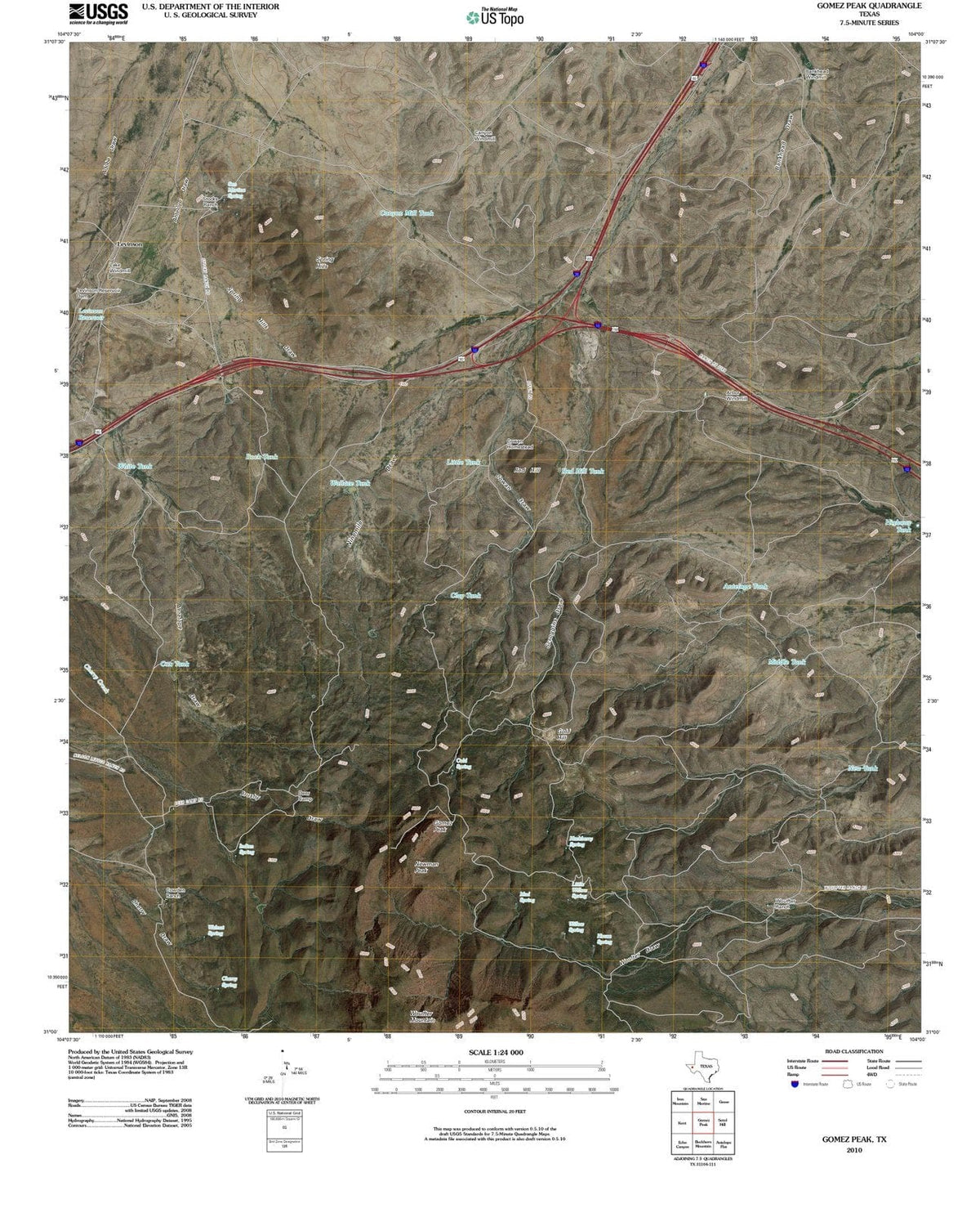 2010 Gomez Peak, TX - Texas - USGS Topographic Map