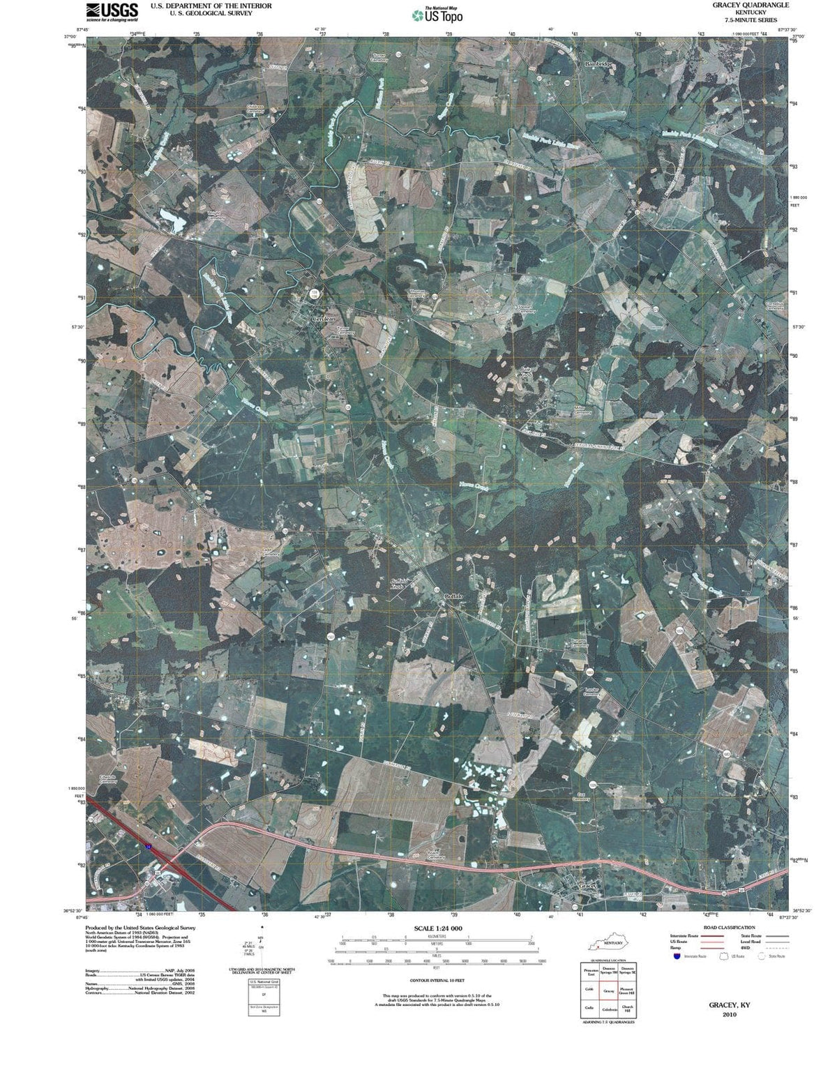 2010 Gracey, KY - Kentucky - USGS Topographic Map