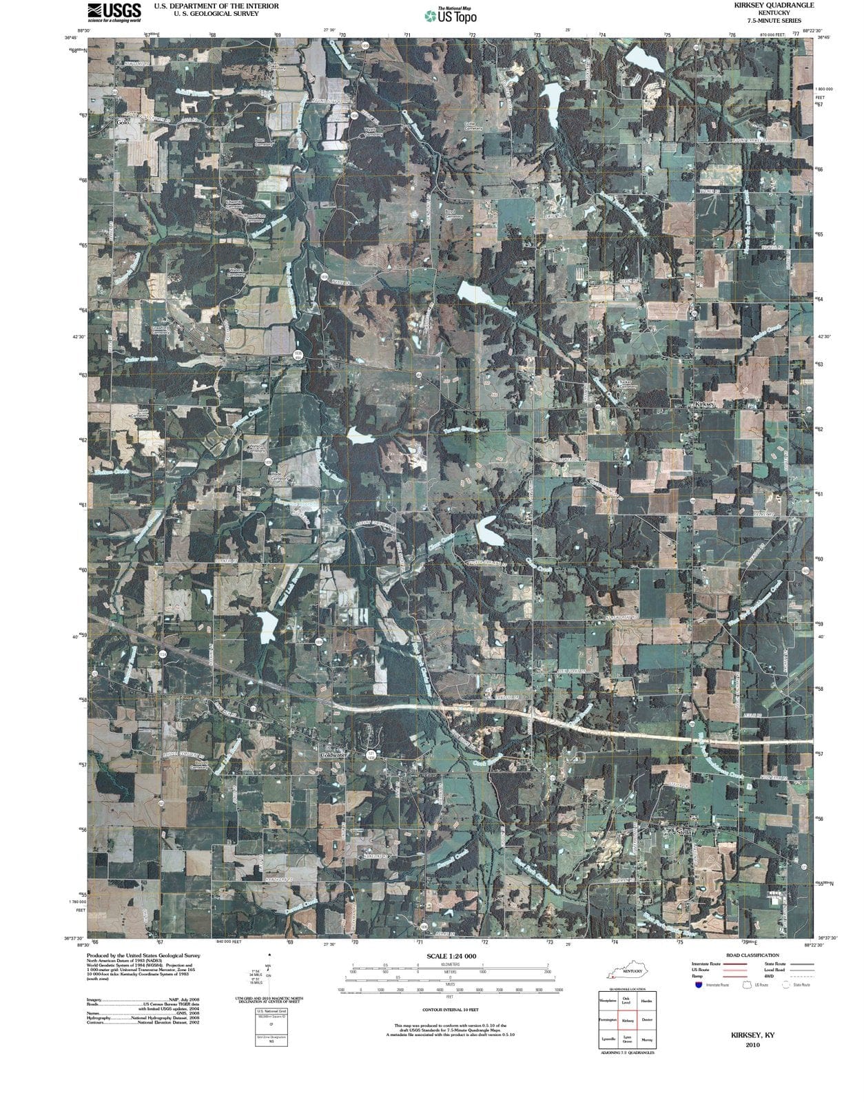 2010 Kirksey, KY - Kentucky - USGS Topographic Map
