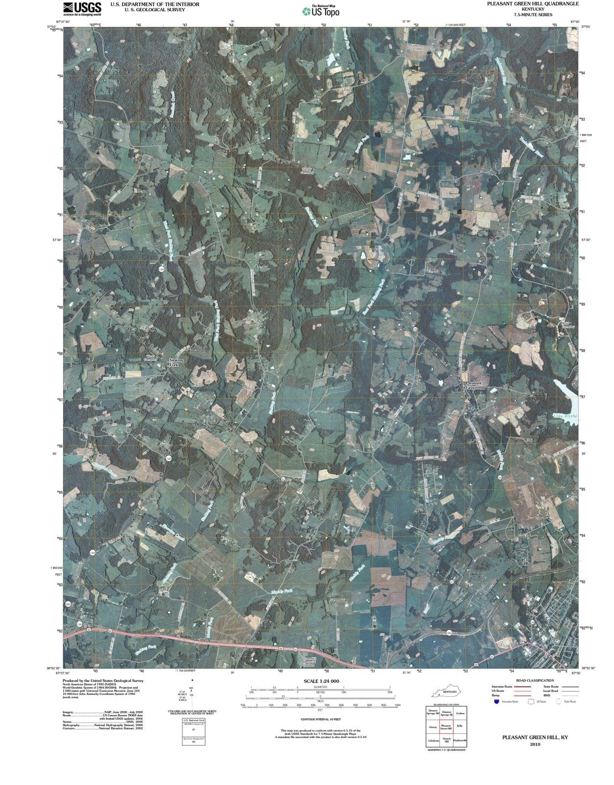 2010 Pleasant Green Hill, KY - Kentucky - USGS Topographic Map