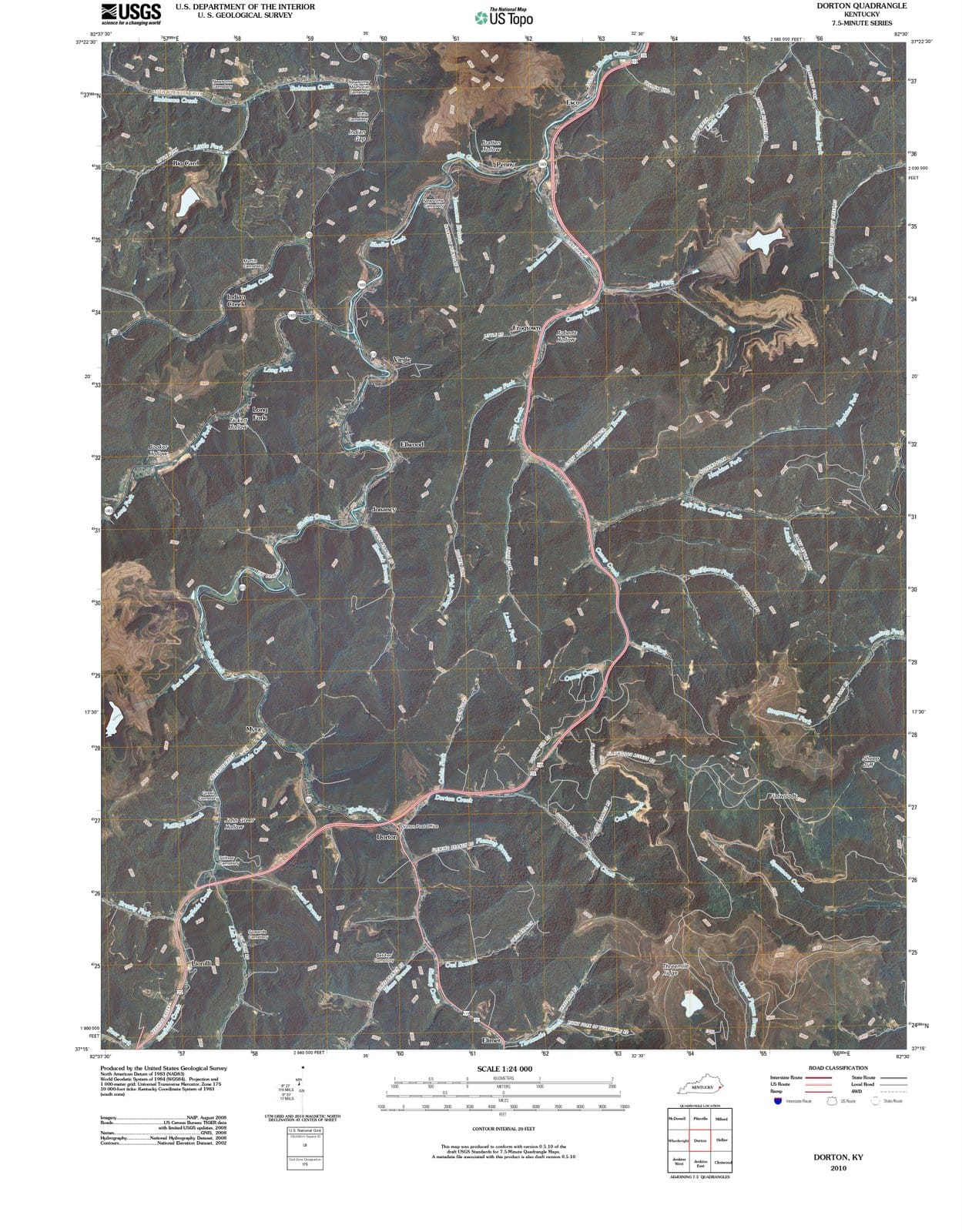 2010 Dorton, KY - Kentucky - USGS Topographic Map