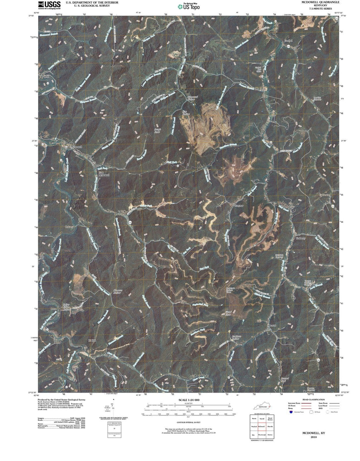 2010 McDowell, KY - Kentucky - USGS Topographic Map