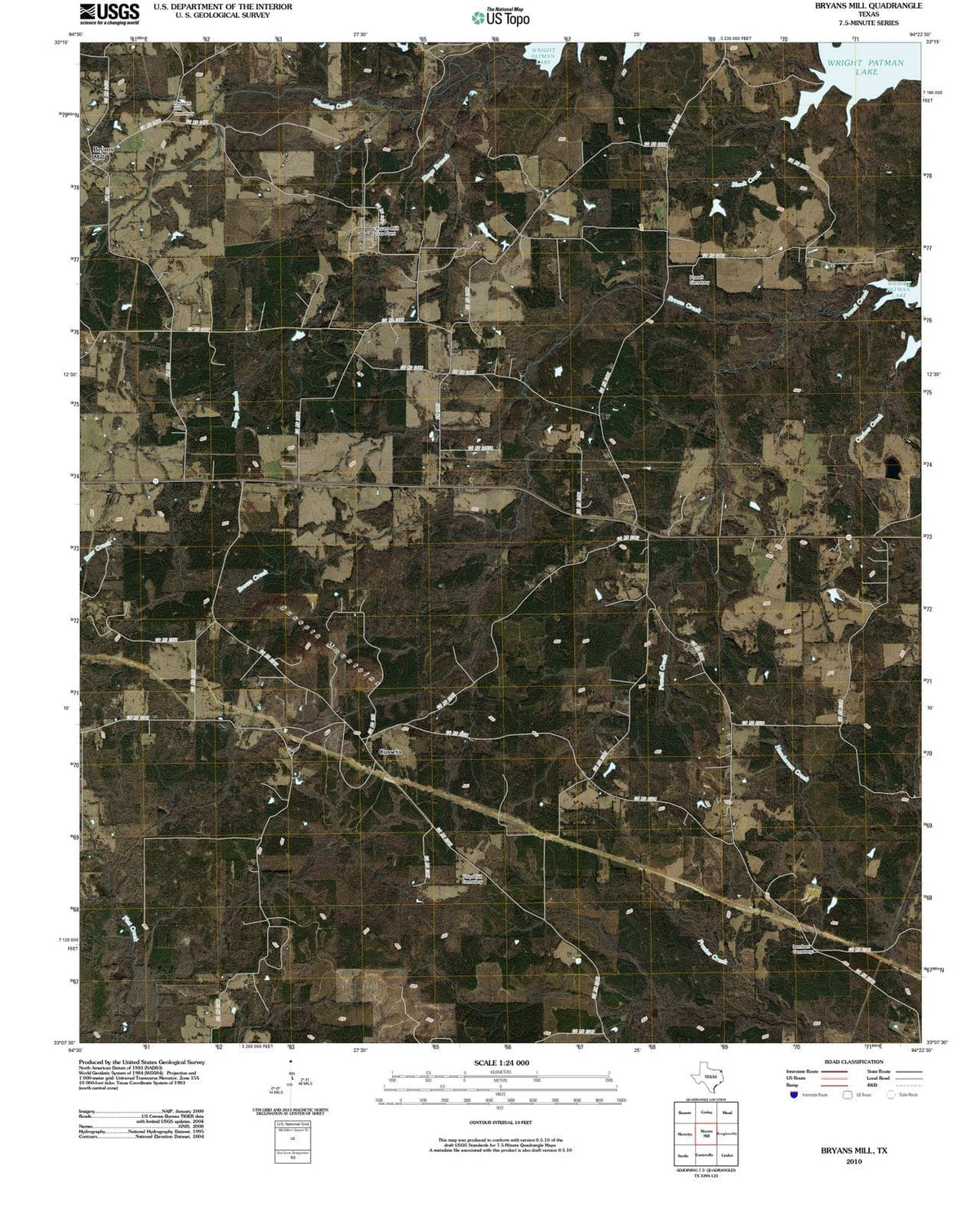 2010 Bryans Mill, TX - Texas - USGS Topographic Map