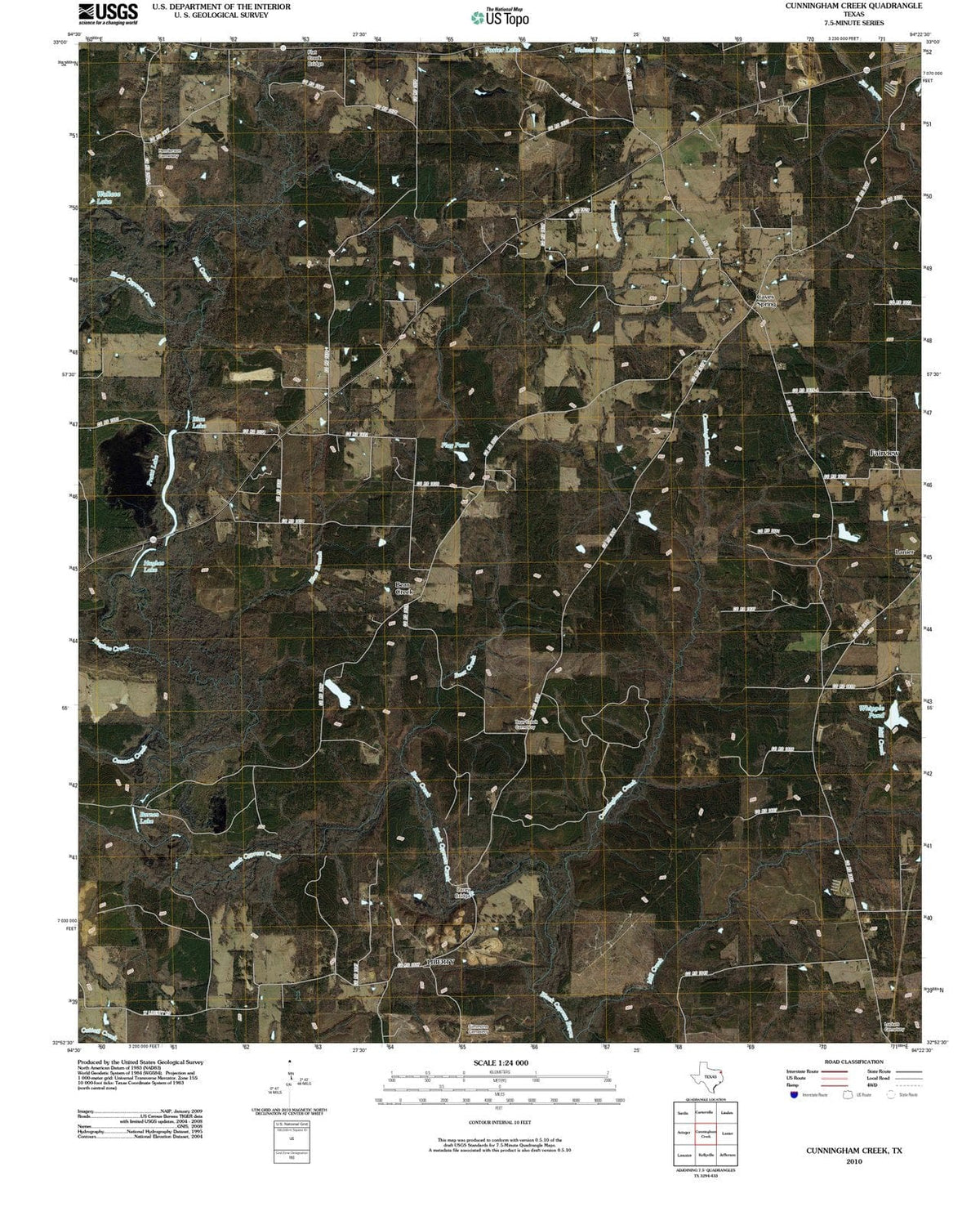 2010 Cunningham Creek, TX - Texas - USGS Topographic Map