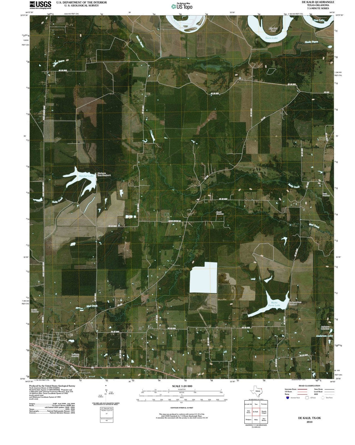 2010 De Kalb, TX - Texas - USGS Topographic Map