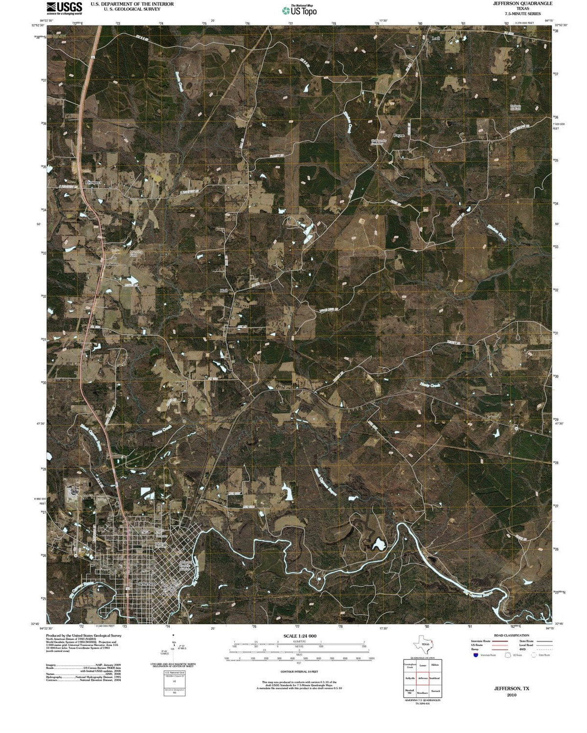 2010 Jefferson, TX - Texas - USGS Topographic Map