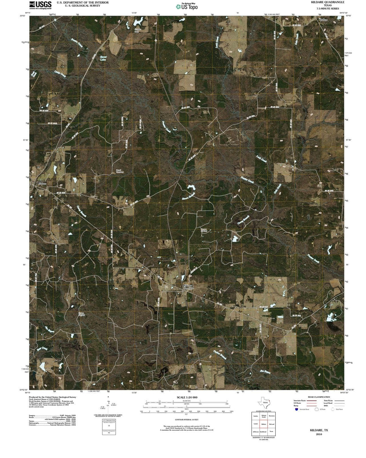 2010 Kildare, TX - Texas - USGS Topographic Map