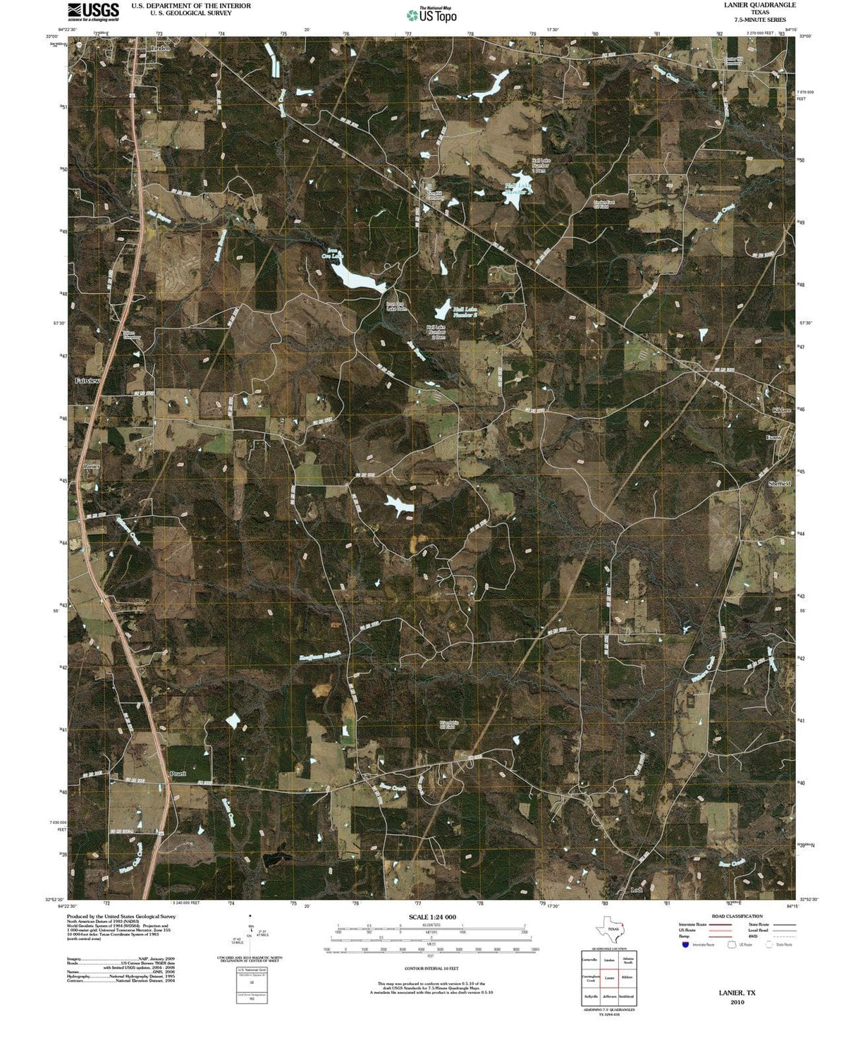 2010 Lanier, TX - Texas - USGS Topographic Map