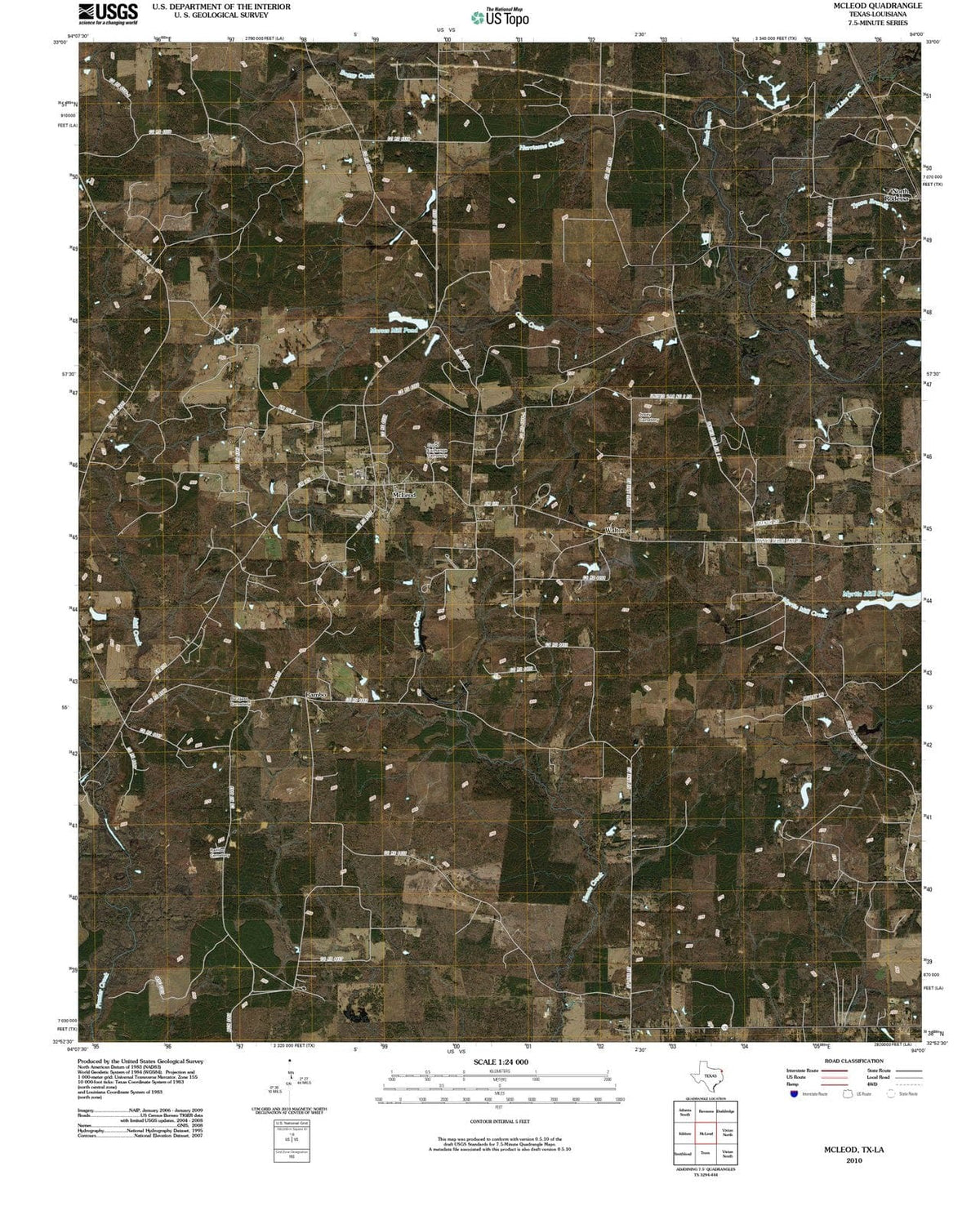 2010 McLeod, TX - Texas - USGS Topographic Map