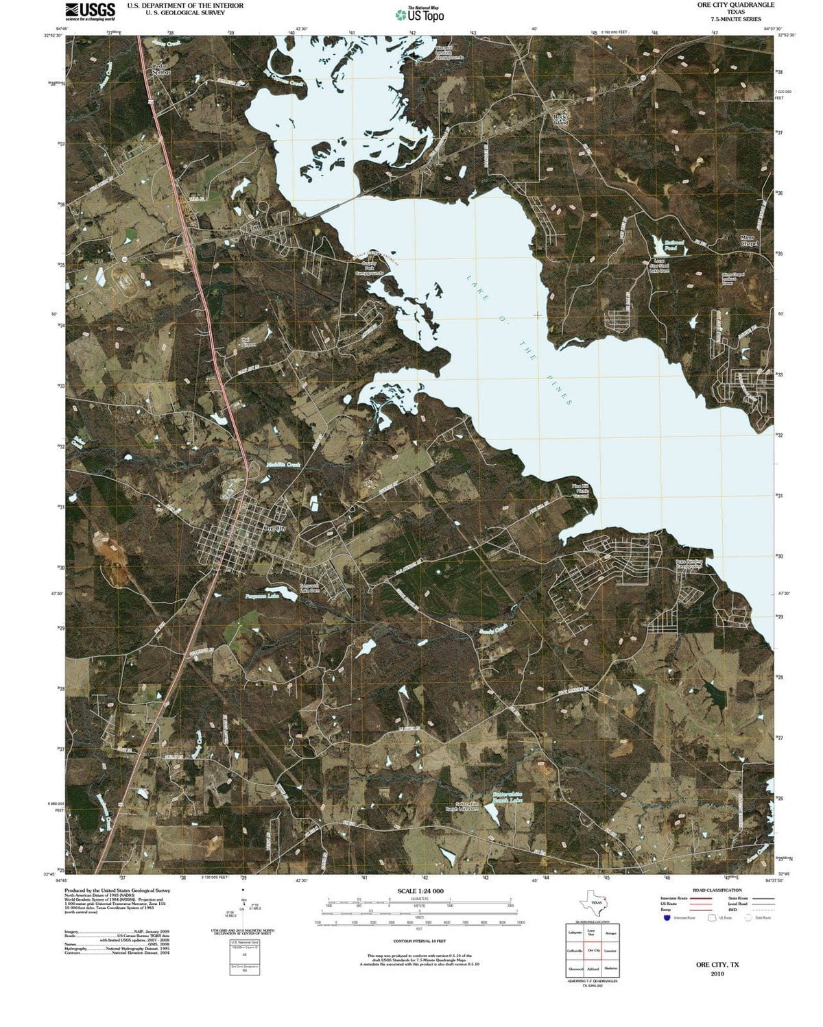 2010 Ore City, TX - Texas - USGS Topographic Map