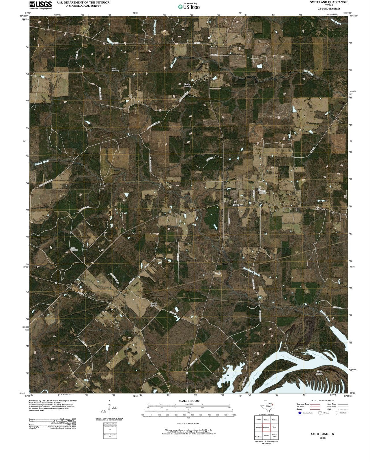 2010 Smithland, TX - Texas - USGS Topographic Map