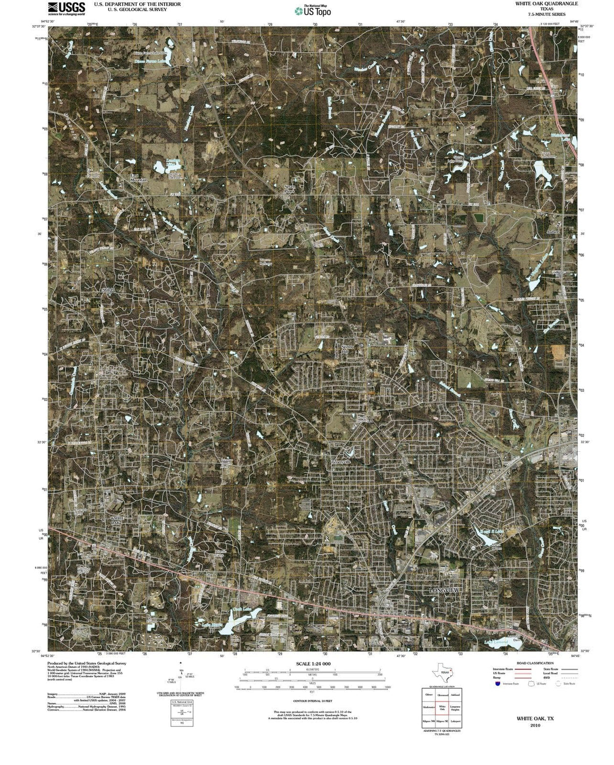 2010 White Oak, TX - Texas - USGS Topographic Map