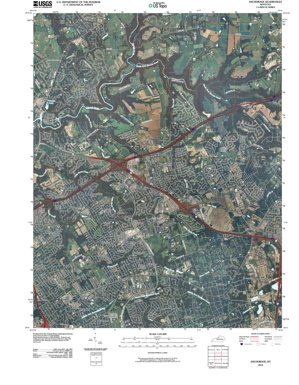 2010 Anchorage, KY - Kentucky - USGS Topographic Map