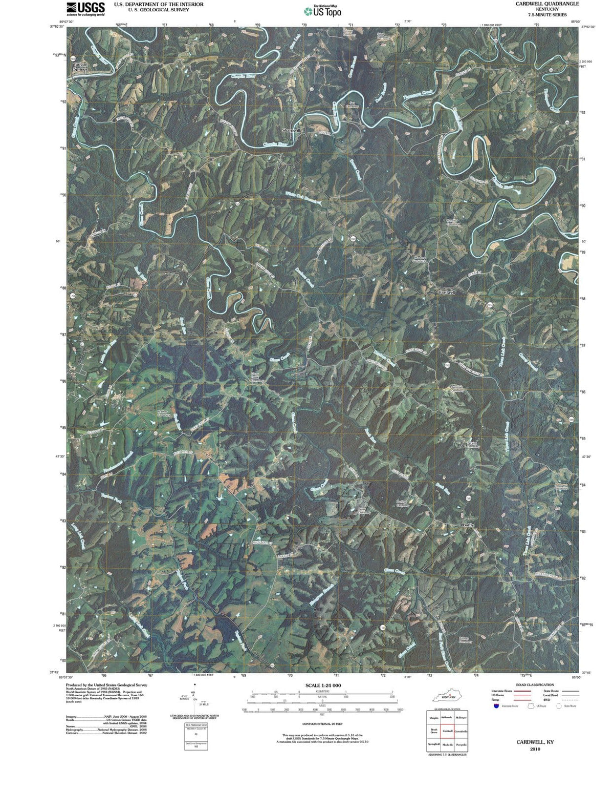 2010 Cardwell, KY - Kentucky - USGS Topographic Map