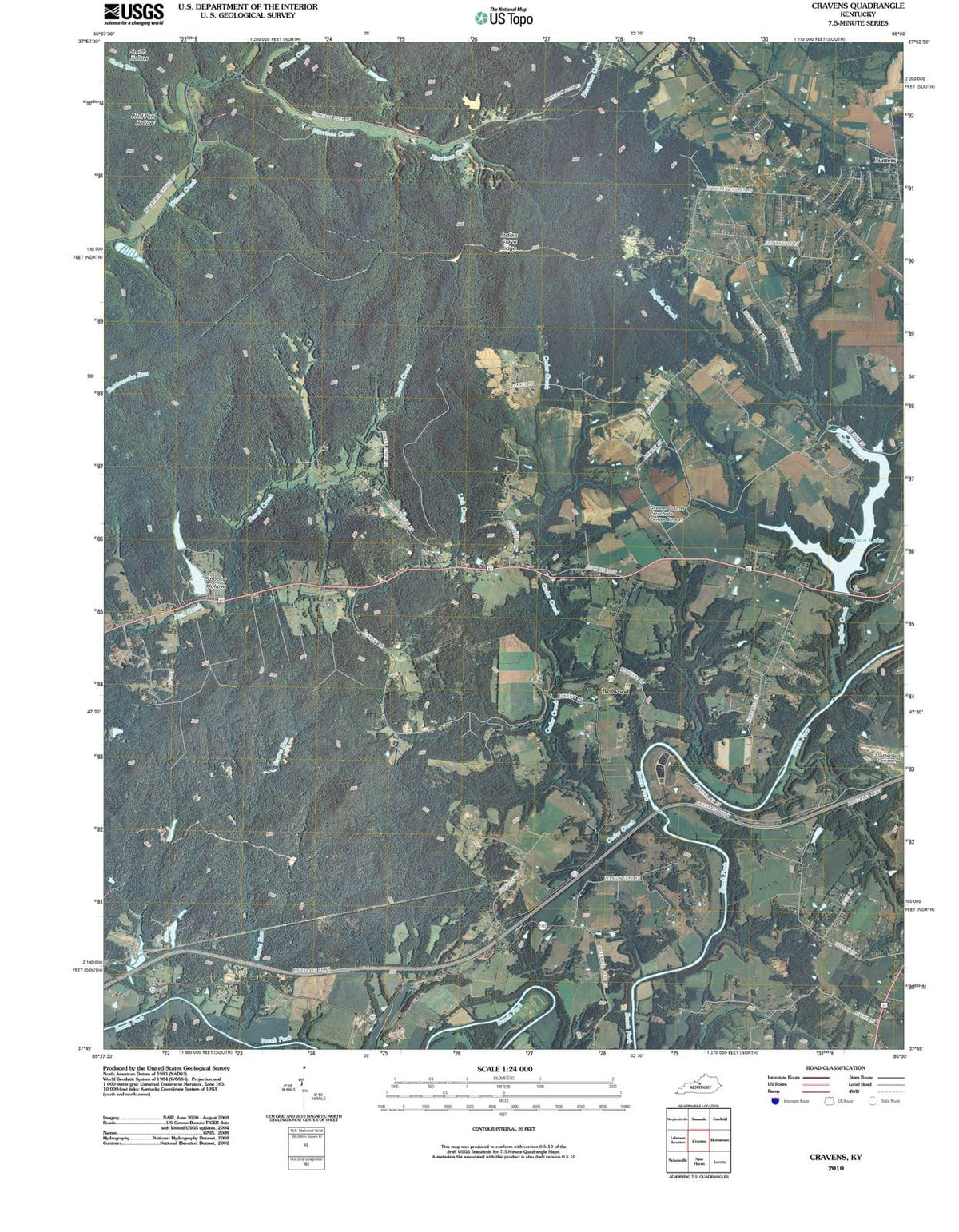 2010 Cravens, KY - Kentucky - USGS Topographic Map