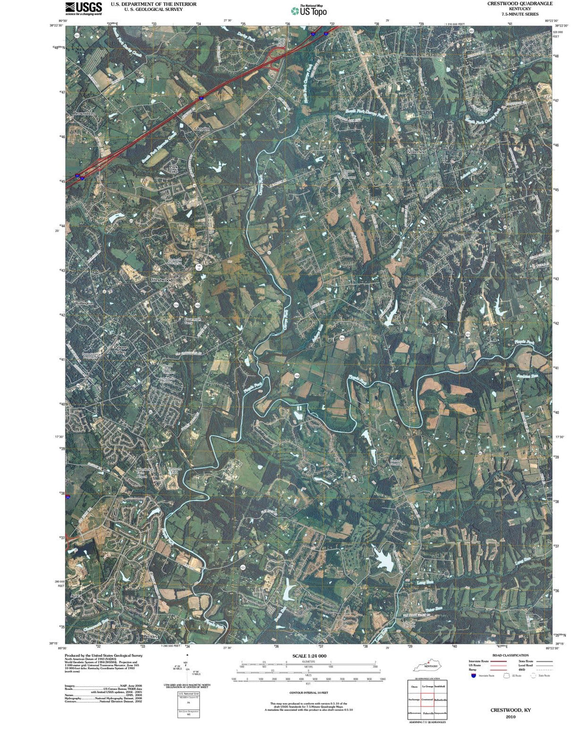 2010 Crestwood, KY - Kentucky - USGS Topographic Map