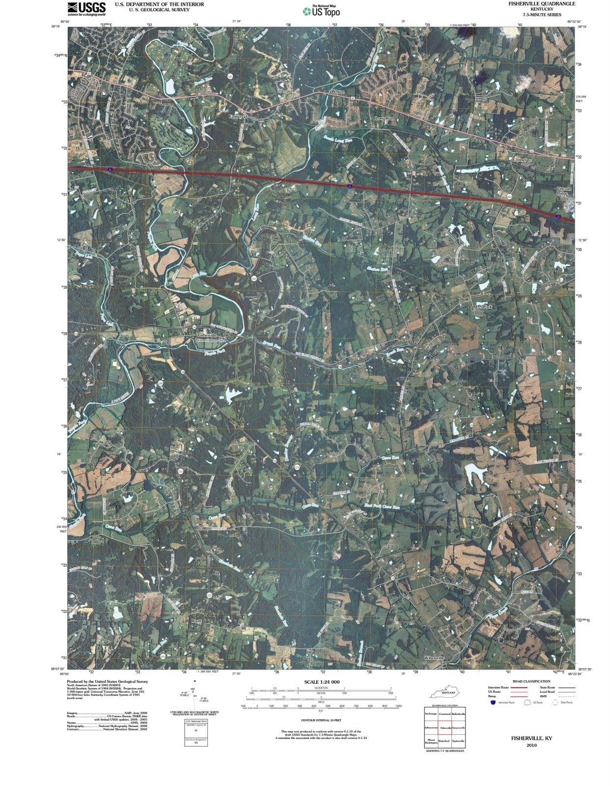 2010 Fisherville, KY - Kentucky - USGS Topographic Map