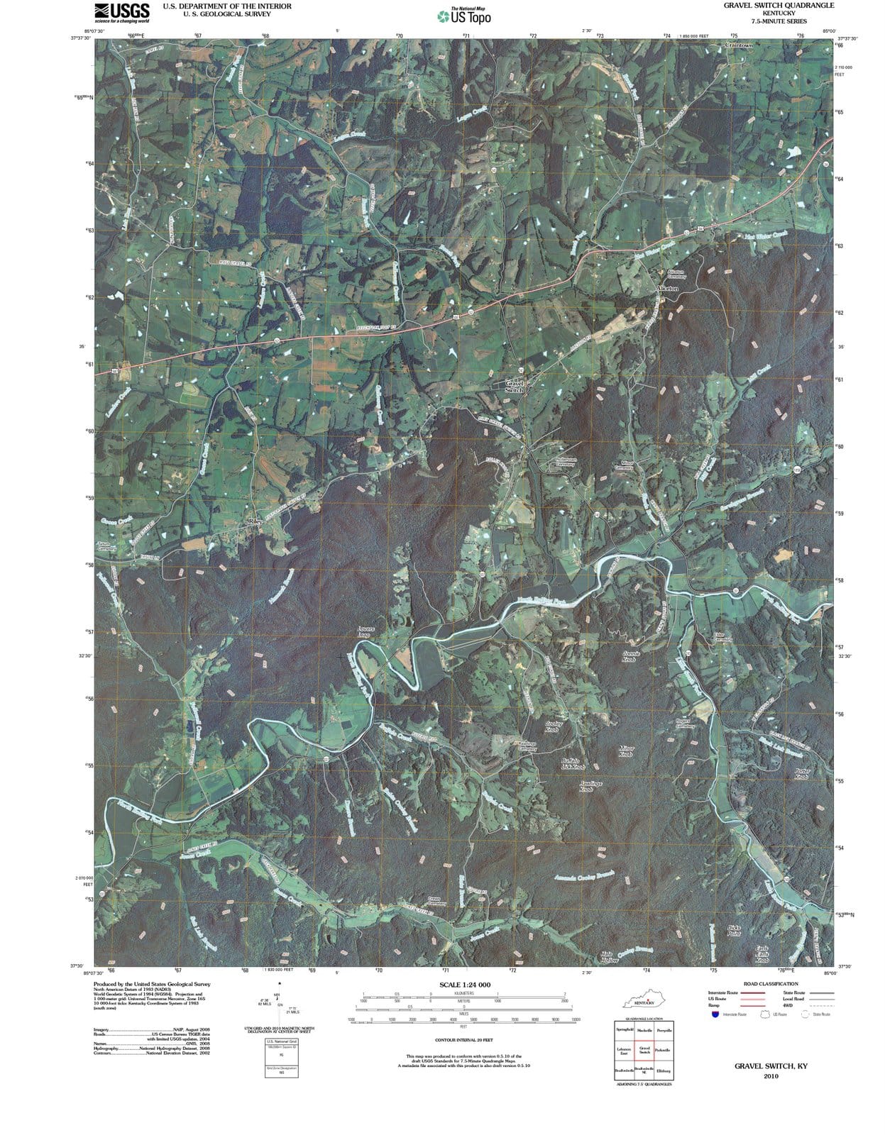 2010 Gravelitch, KY - Kentucky - USGS Topographic Map