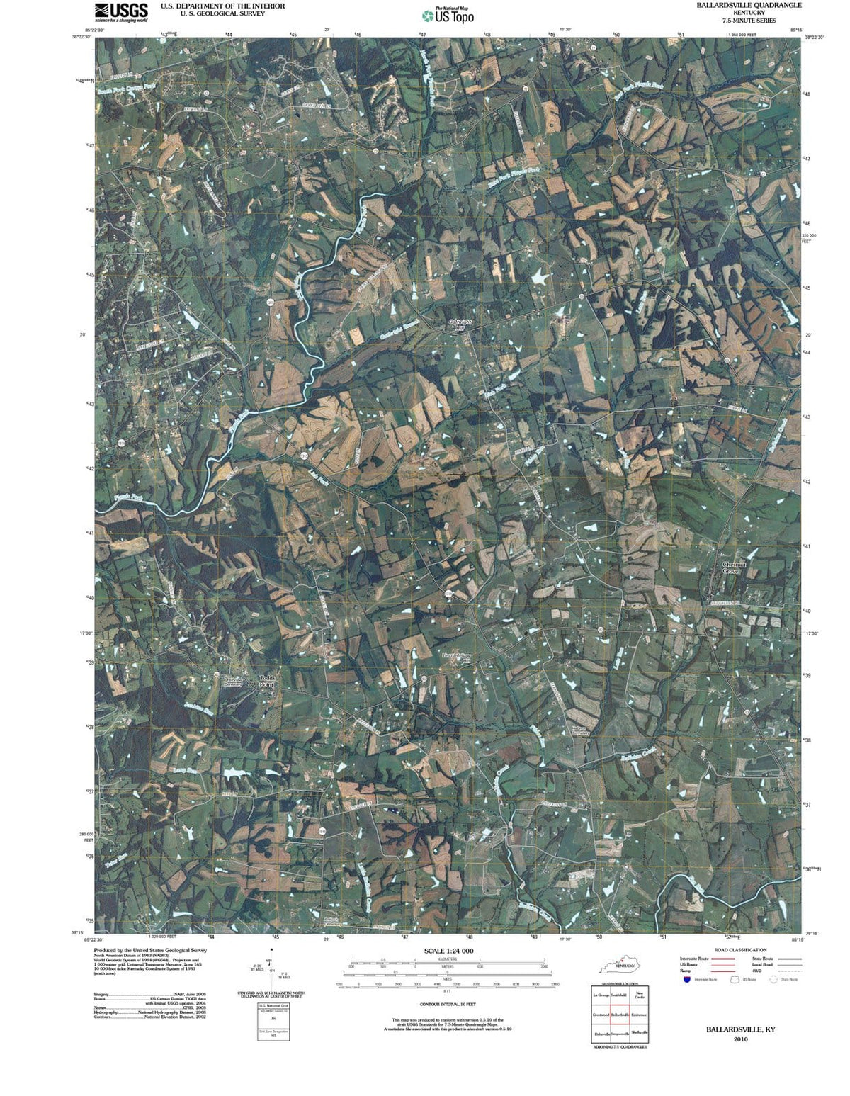 2010 Ballardsville, KY - Kentucky - USGS Topographic Map