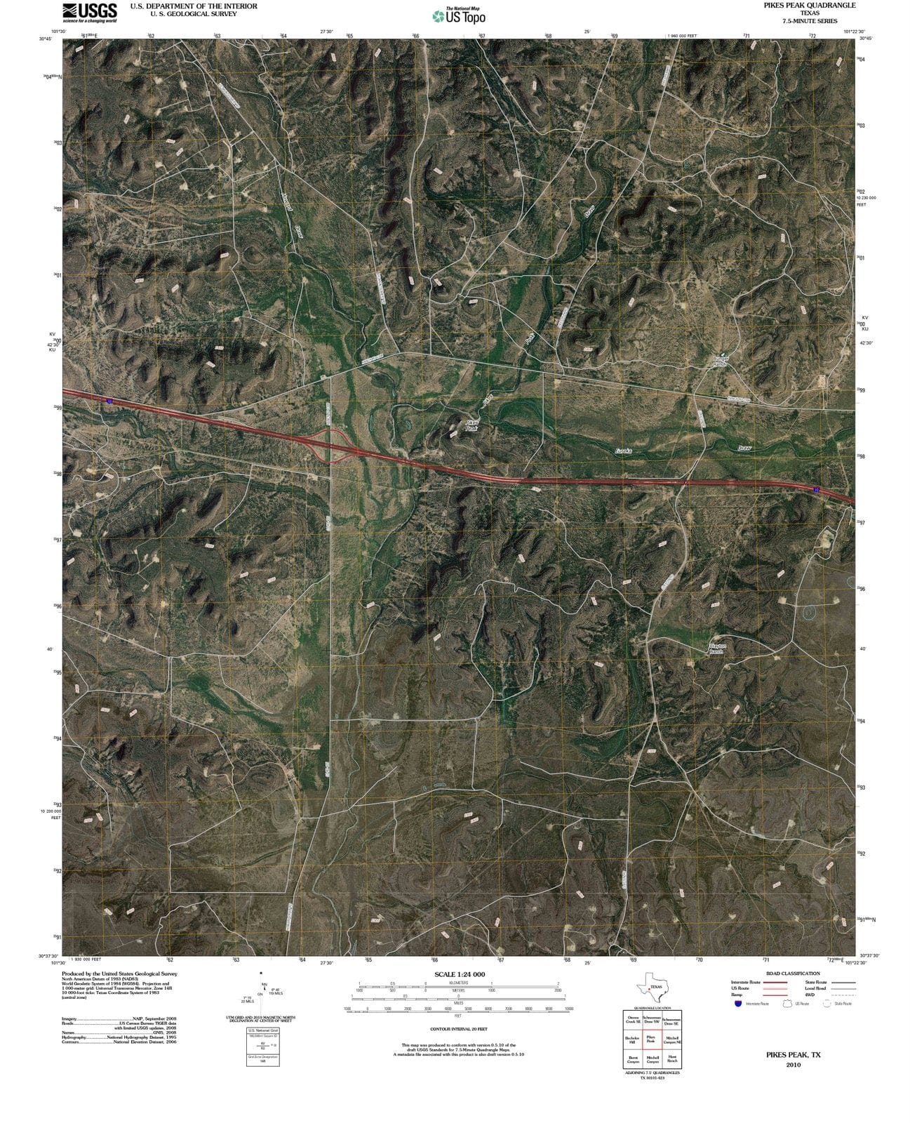 2010 Pikes Peak, TX - Texas - USGS Topographic Map