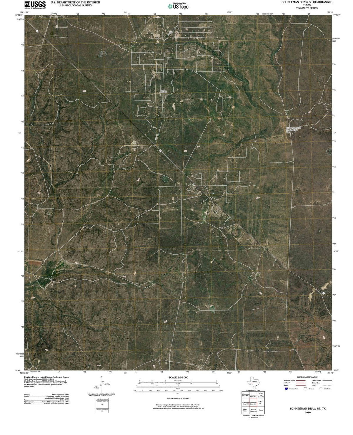 2010 Schneemanraw, TX - Texas - USGS Topographic Map