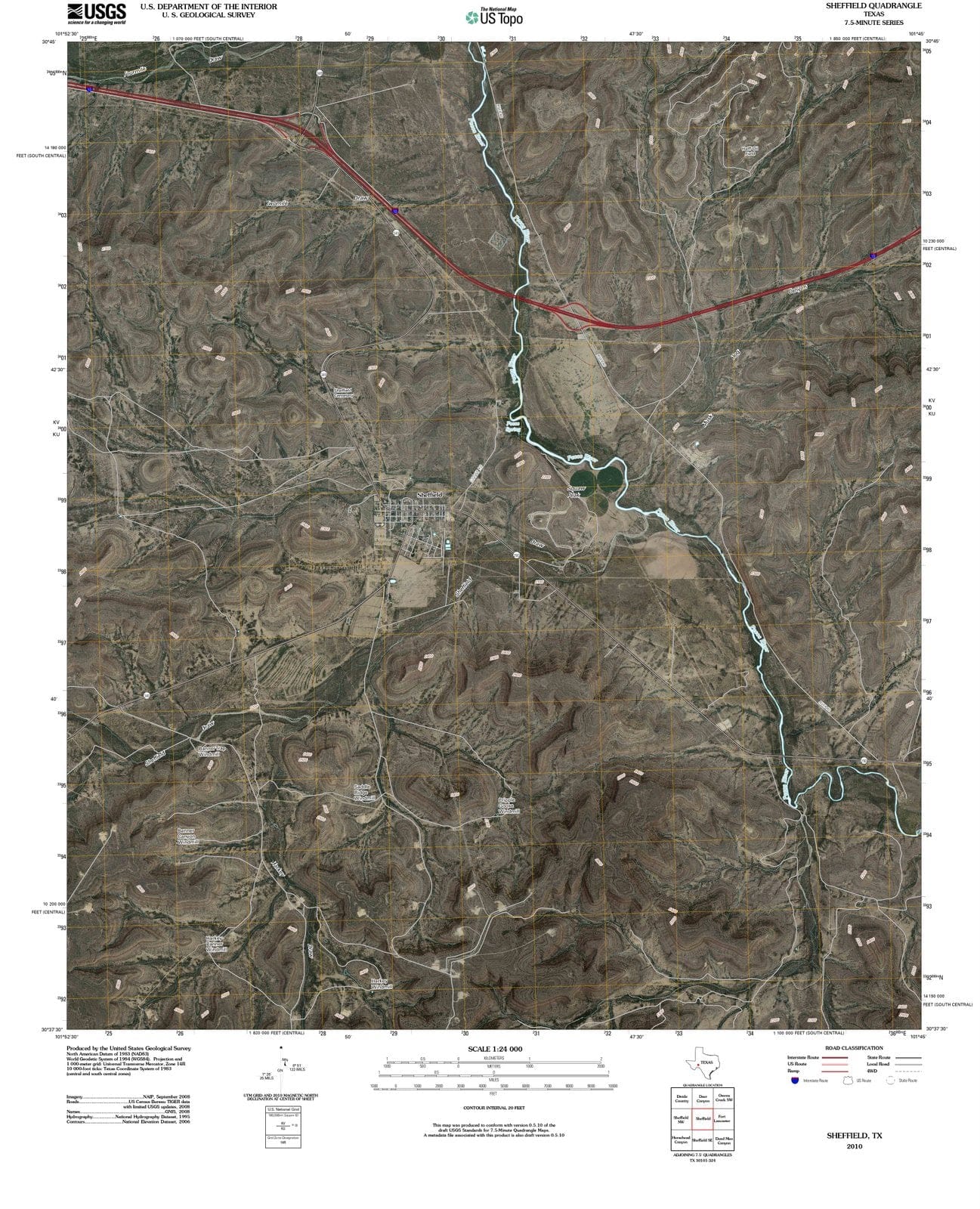 2010 Sheffield, TX - Texas - USGS Topographic Map