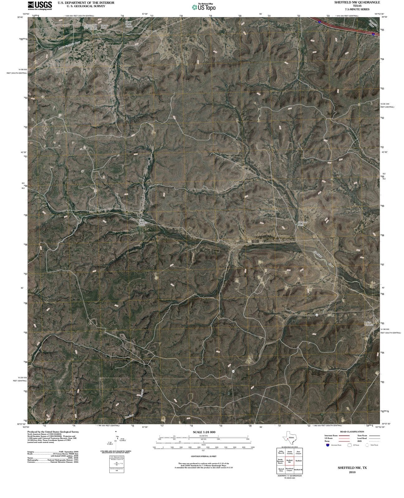 2010 Sheffield, TX - Texas - USGS Topographic Map