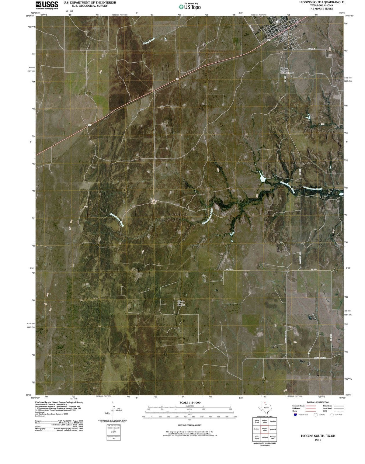 2010 Higgins South, TX - Texas - USGS Topographic Map