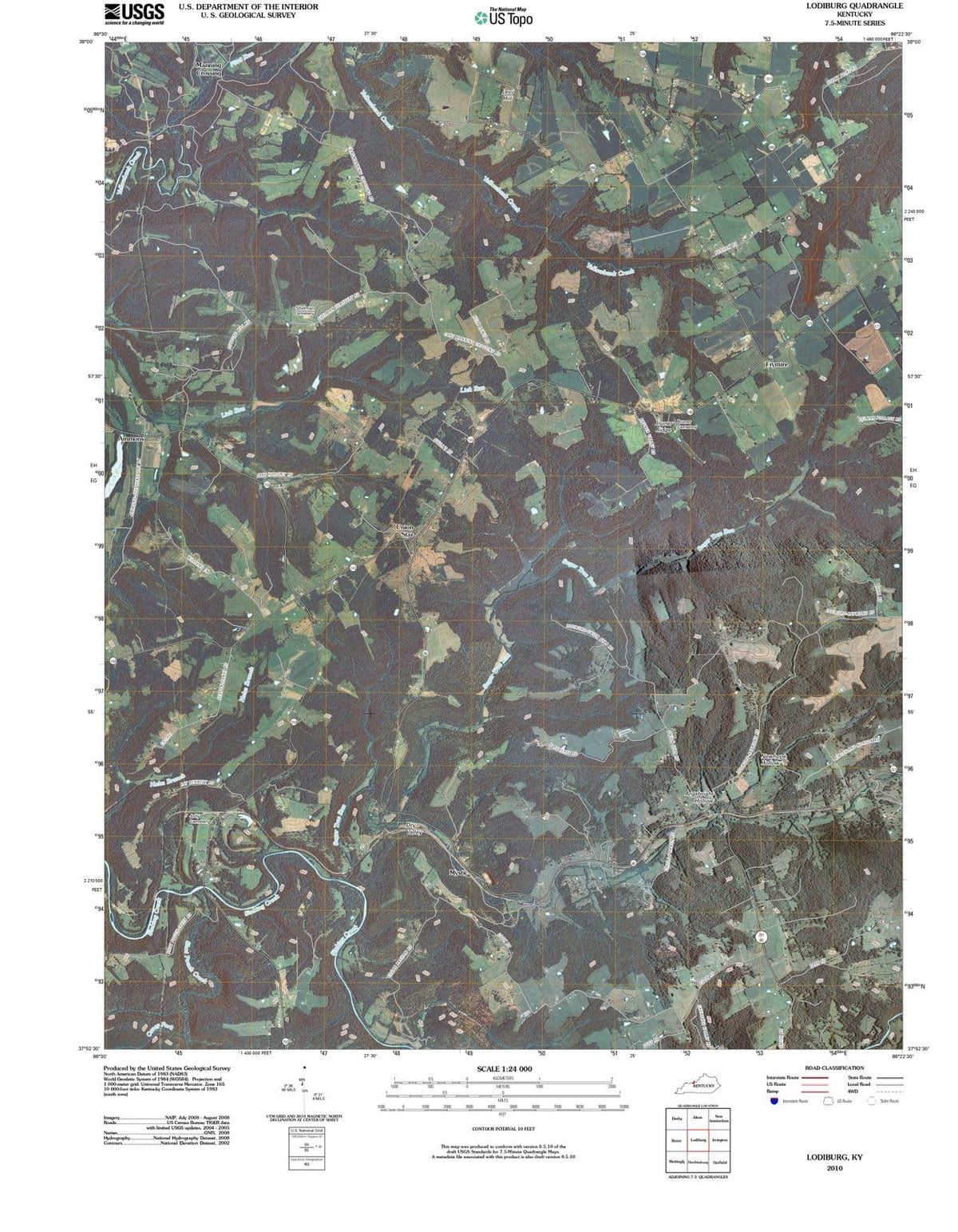 2010 Lodiburg, KY - Kentucky - USGS Topographic Map