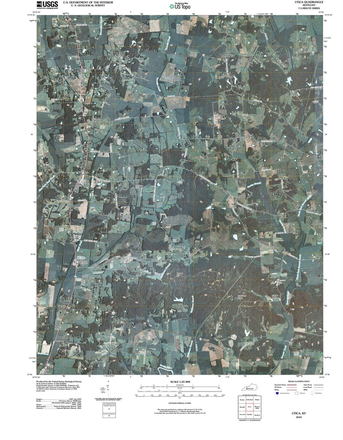 2010 Utica, KY - Kentucky - USGS Topographic Map