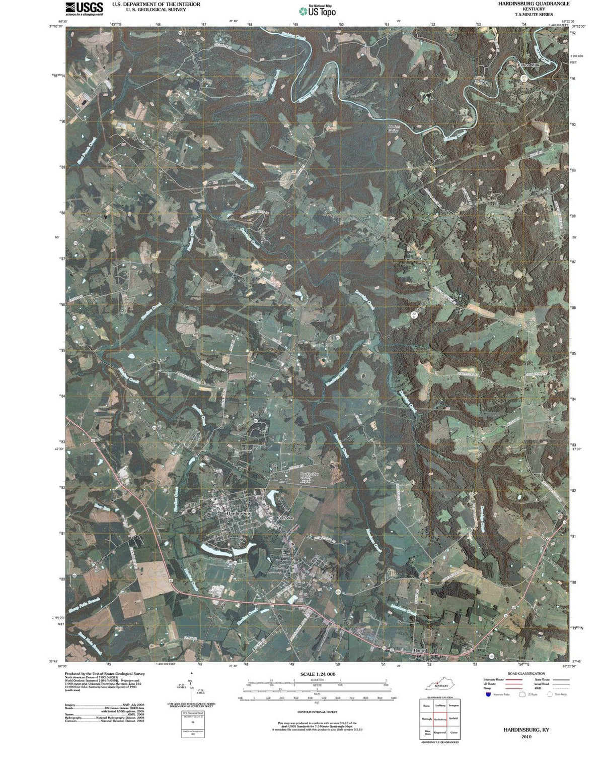 2010 Hardinsburg, KY - Kentucky - USGS Topographic Map