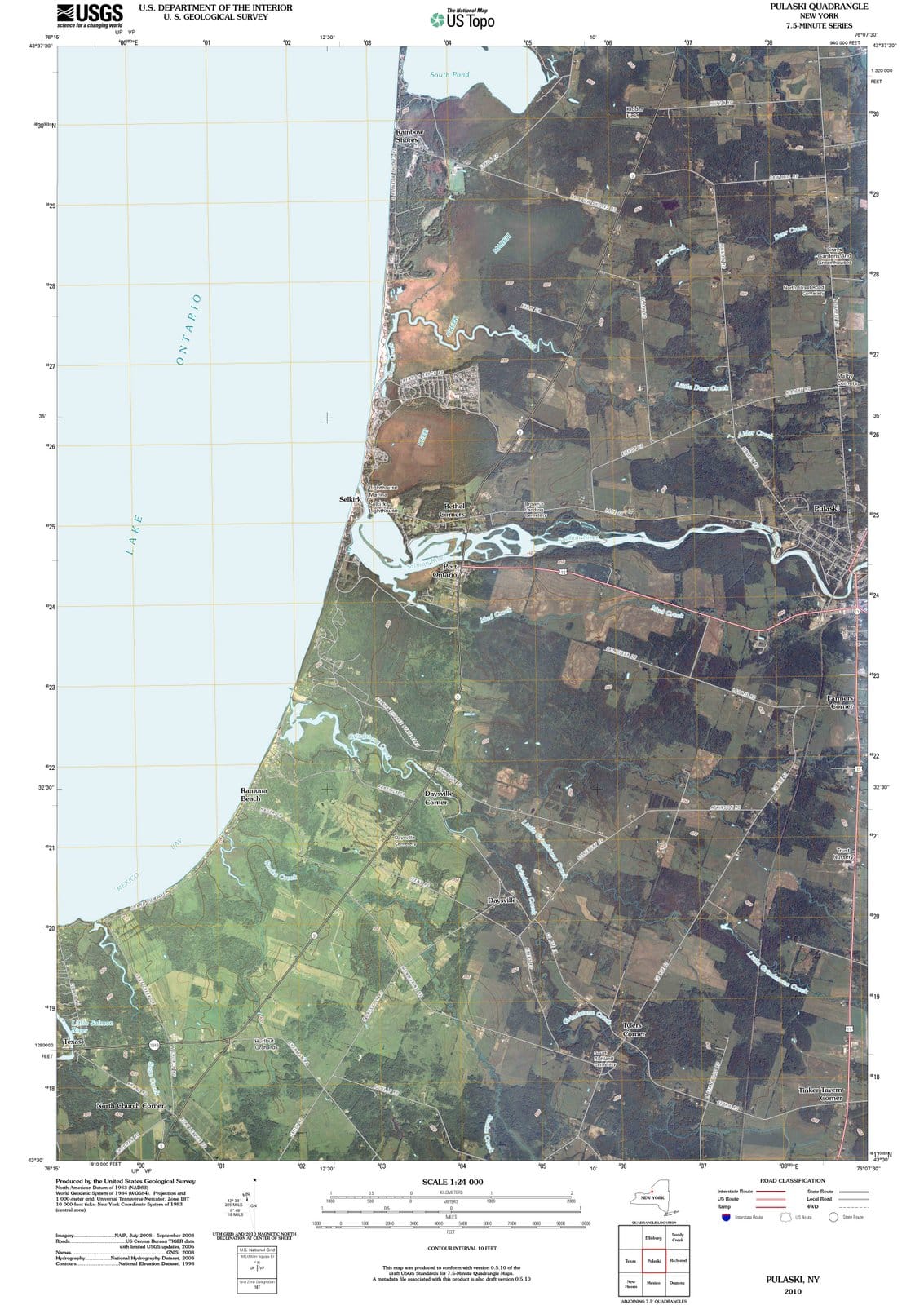 2010 Pulaski, NY - New York - USGS Topographic Map