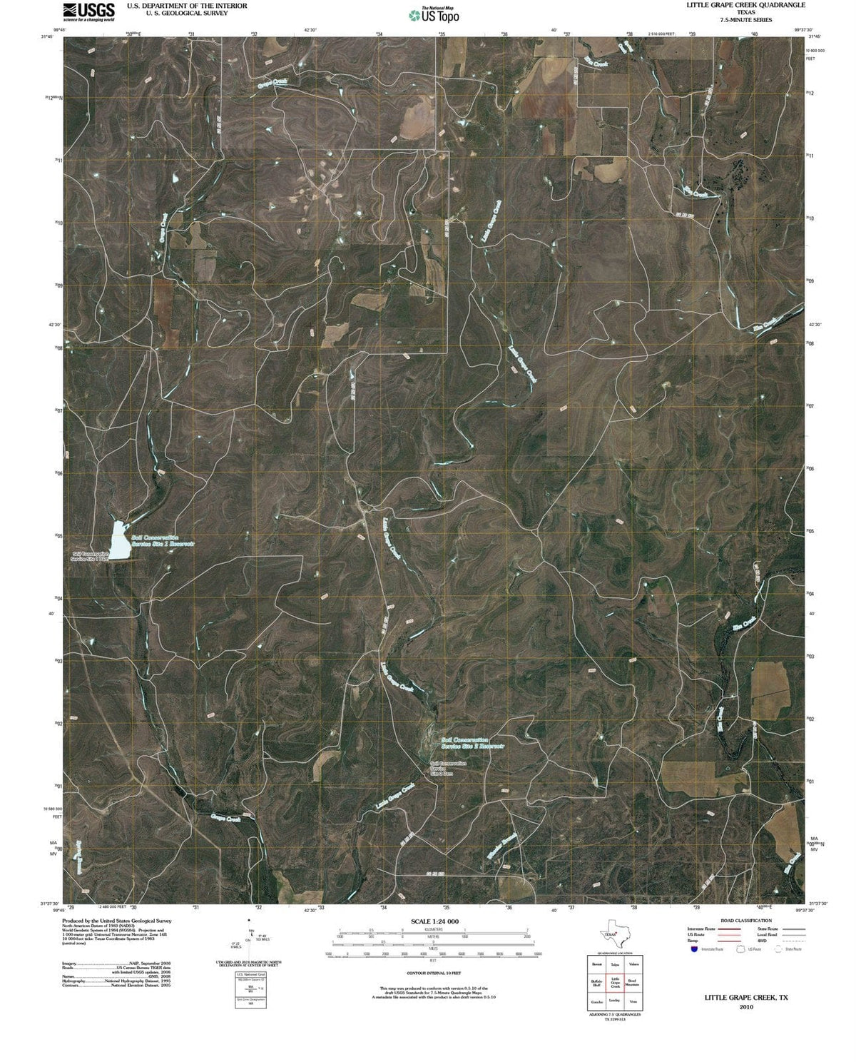 2010 Little Grape Creek, TX - Texas - USGS Topographic Map