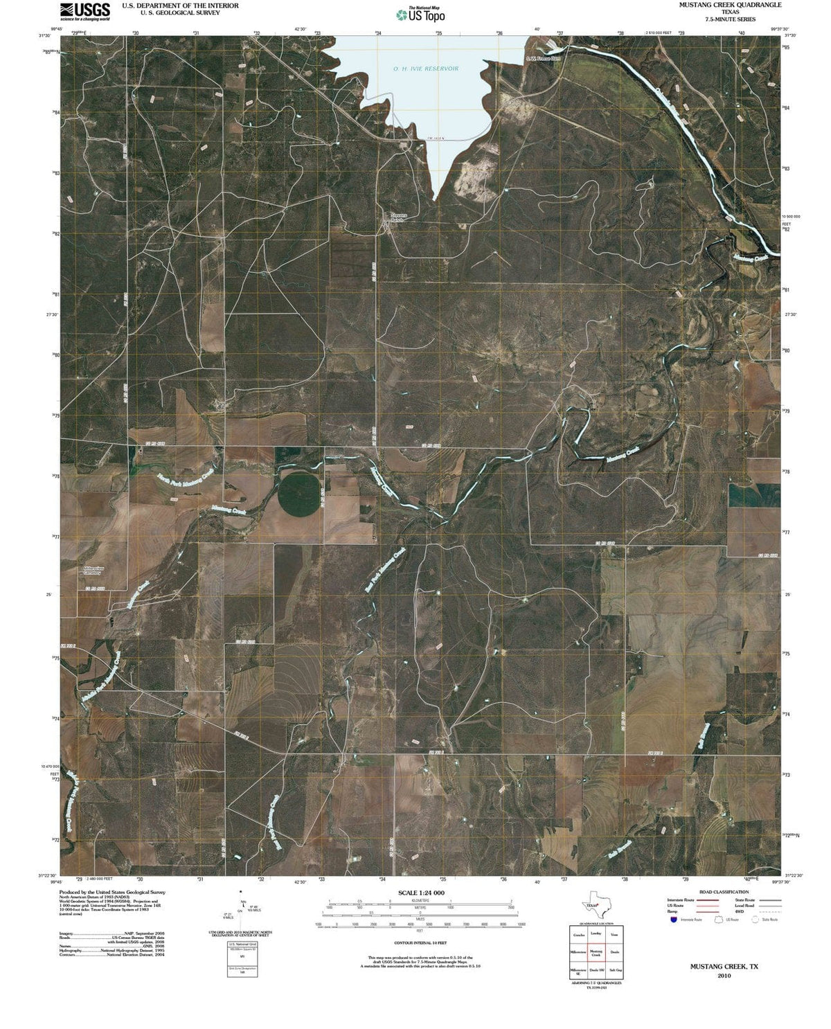 2010 Mustang Creek, TX - Texas - USGS Topographic Map