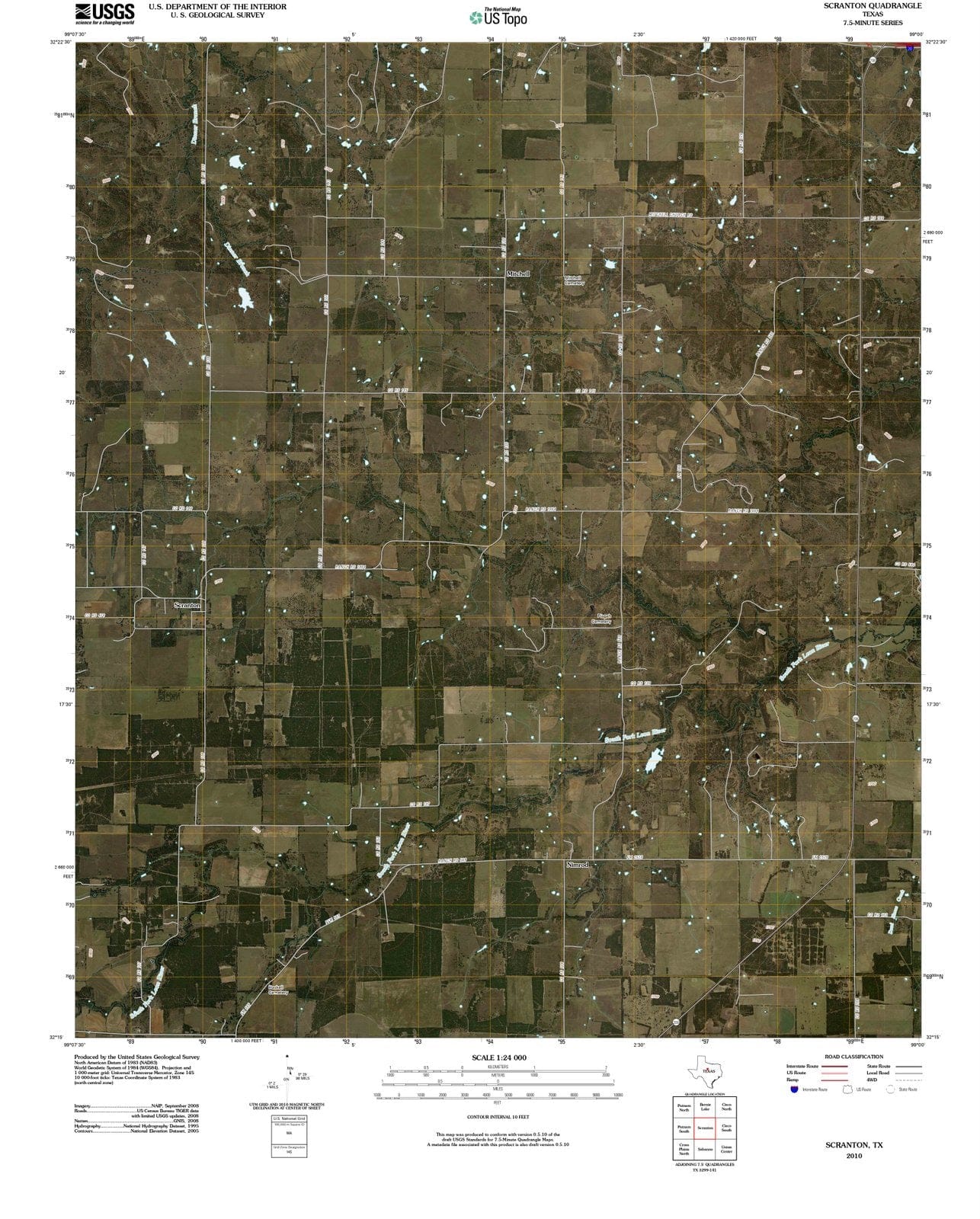 2010 Scranton, TX - Texas - USGS Topographic Map
