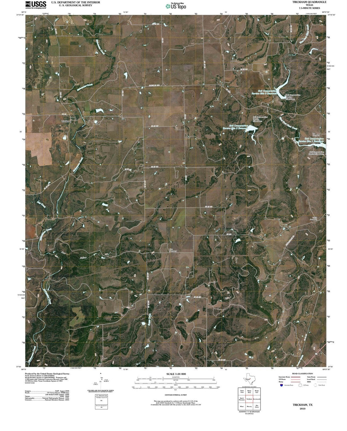 2010 Trickham, TX - Texas - USGS Topographic Map