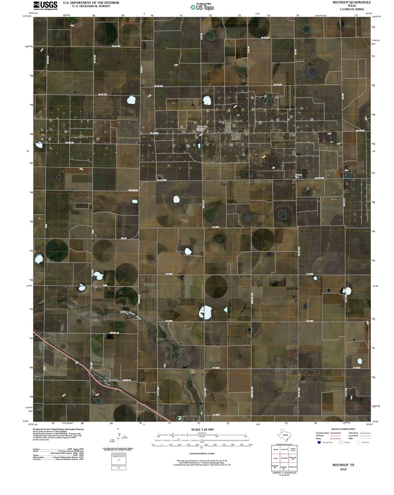 2010 Roundup, TX - Texas - USGS Topographic Map