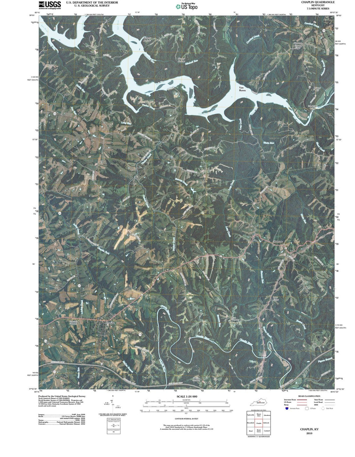 2010 Chaplin, KY - Kentucky - USGS Topographic Map