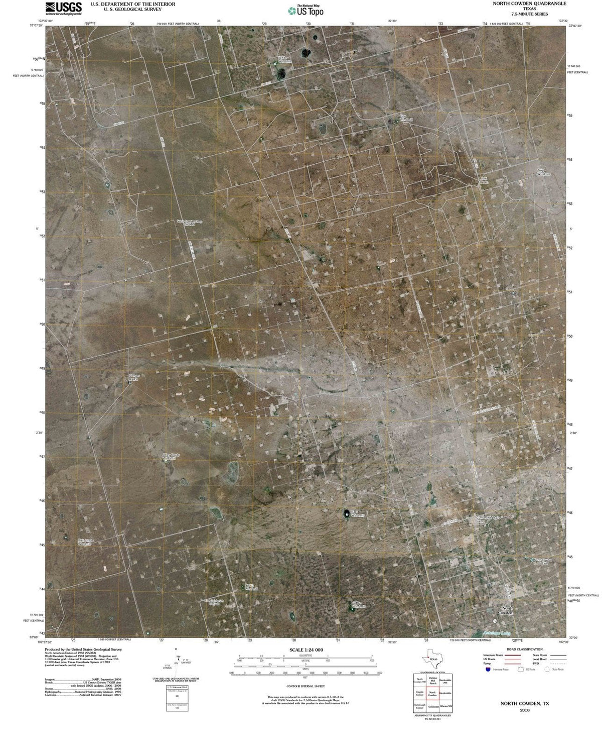 2010 North Cowden, TX - Texas - USGS Topographic Map