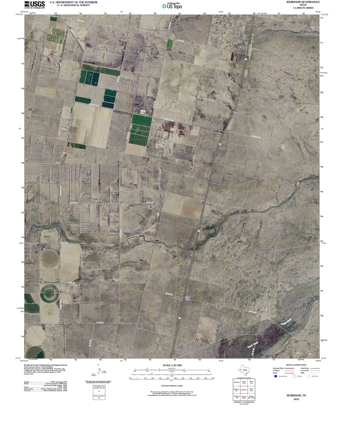 2010 Worsham, TX - Texas - USGS Topographic Map