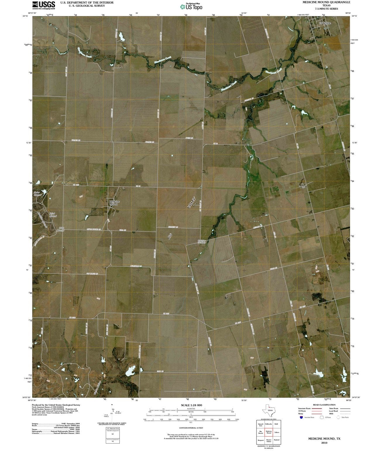 2010 Medicine Mound, TX - Texas - USGS Topographic Map