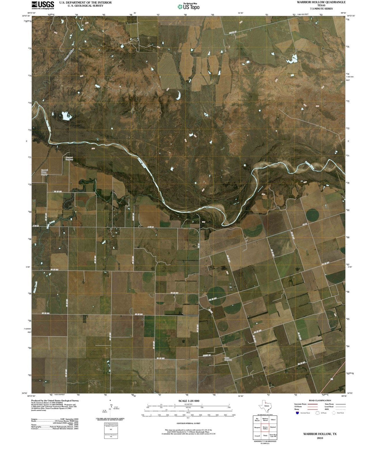 2010 Warrior Hollow, TX - Texas - USGS Topographic Map