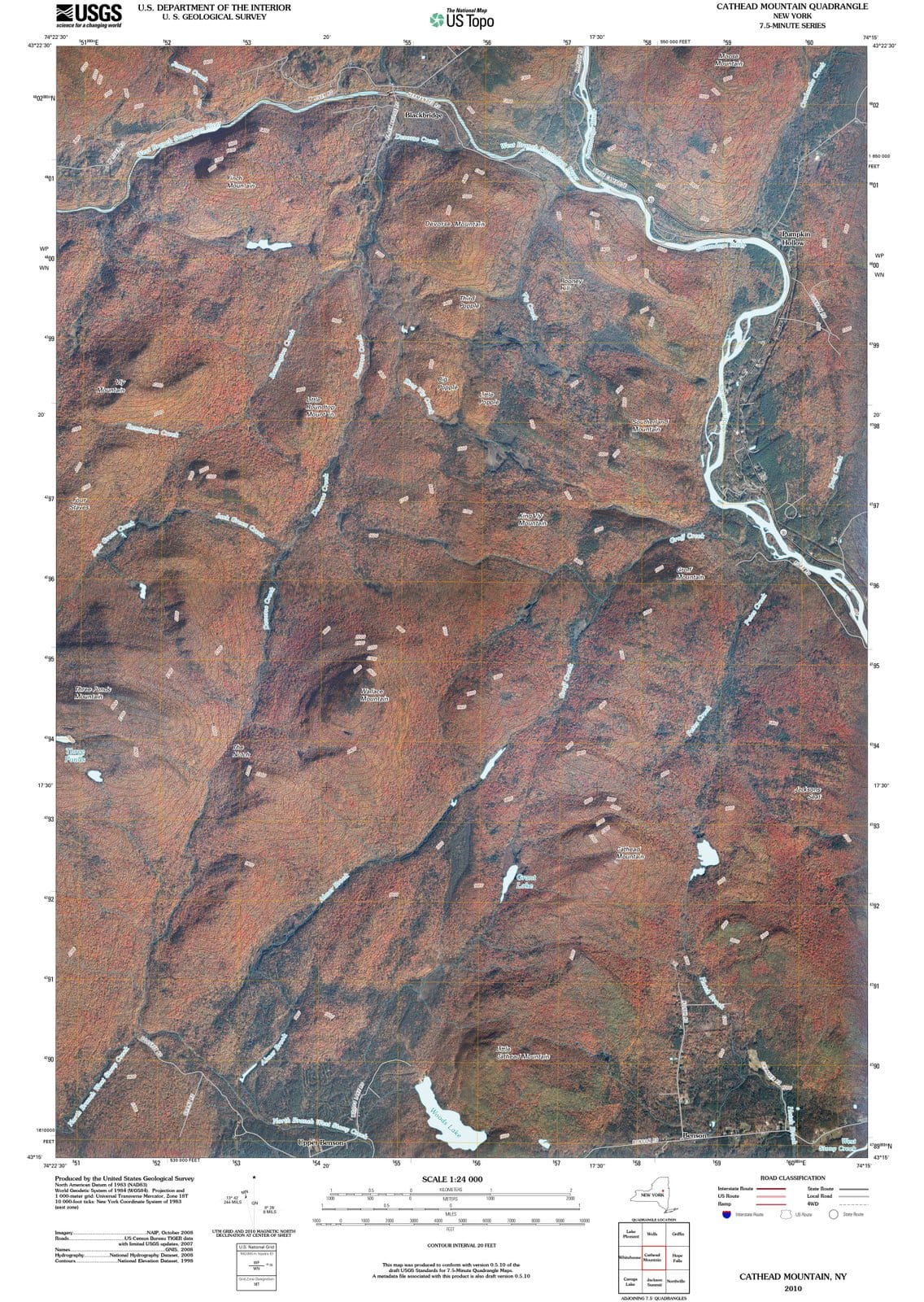 2010 Cathead Mountain, NY - New York - USGS Topographic Map