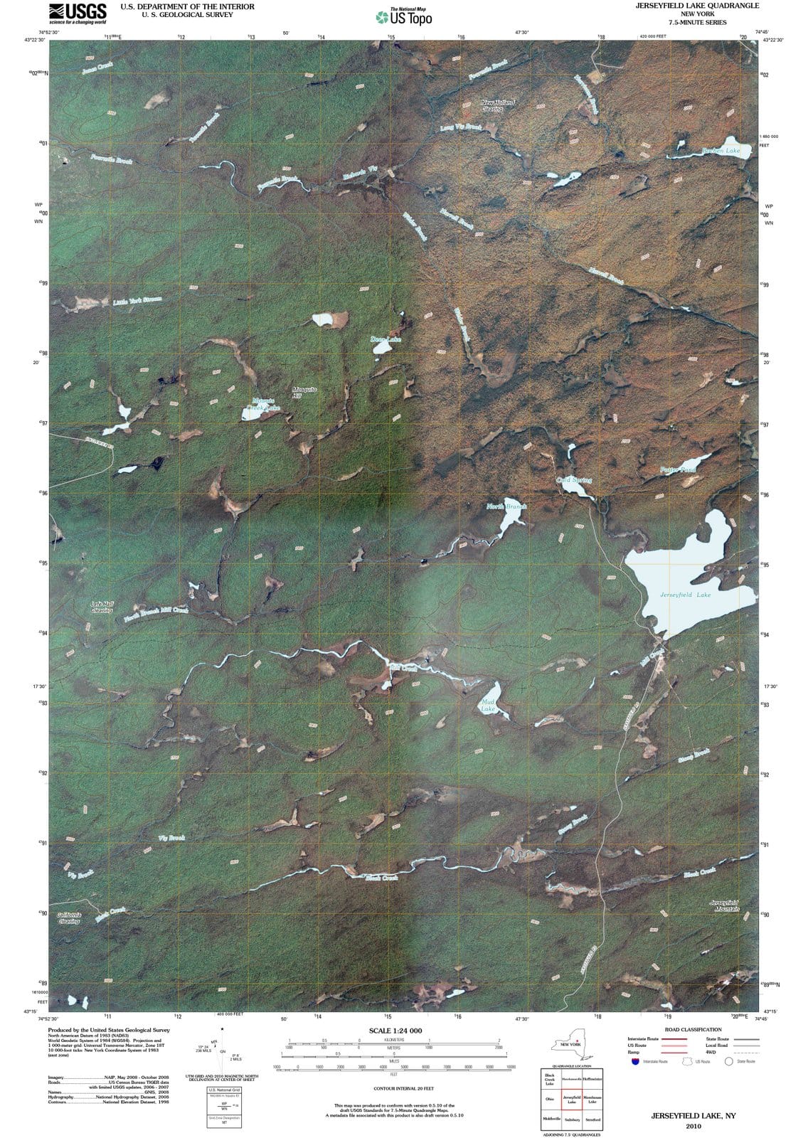 2010 Jerseyfield Lake, NY - New York - USGS Topographic Map
