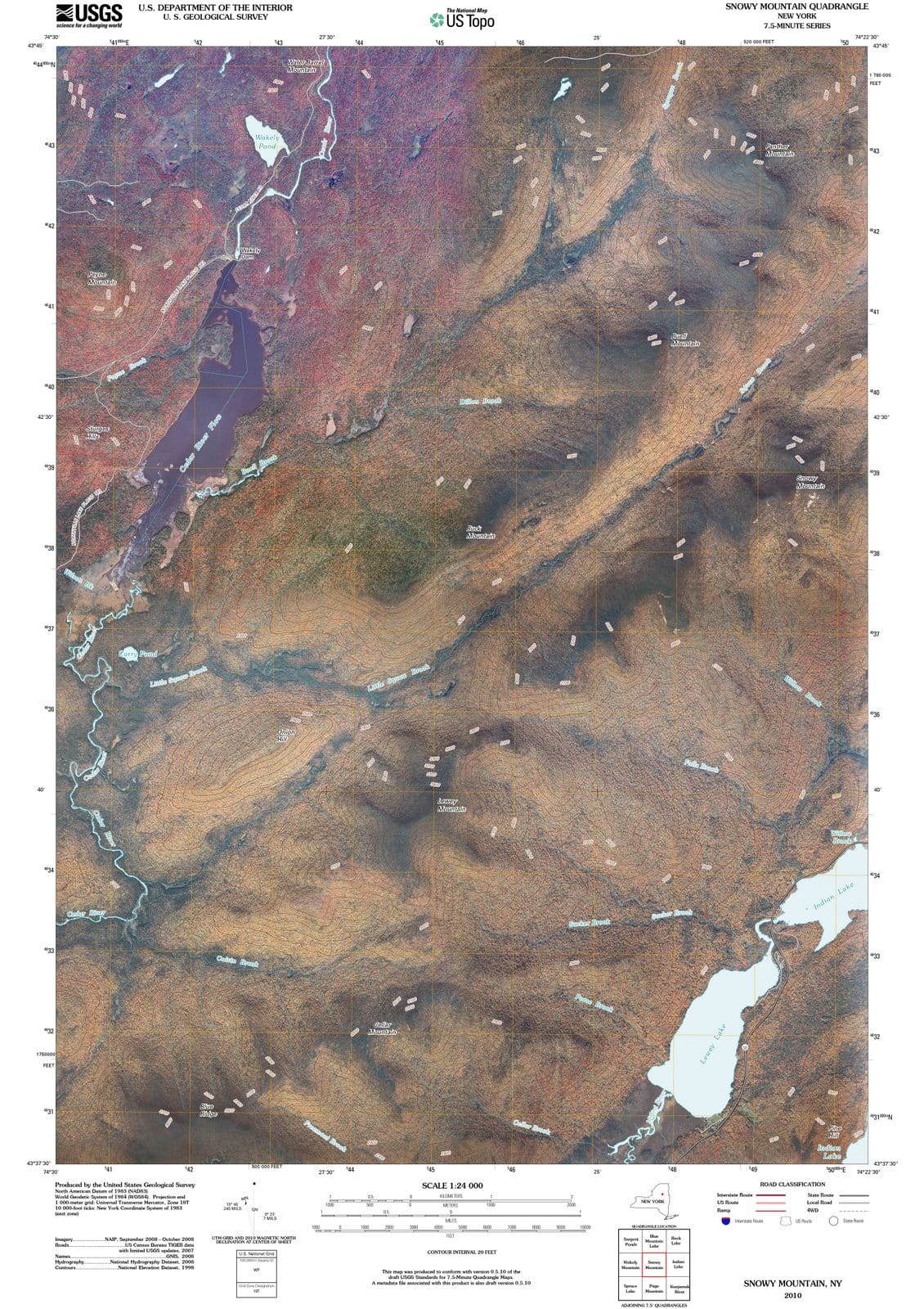 2010 Snowy Mountain, NY - New York - USGS Topographic Map