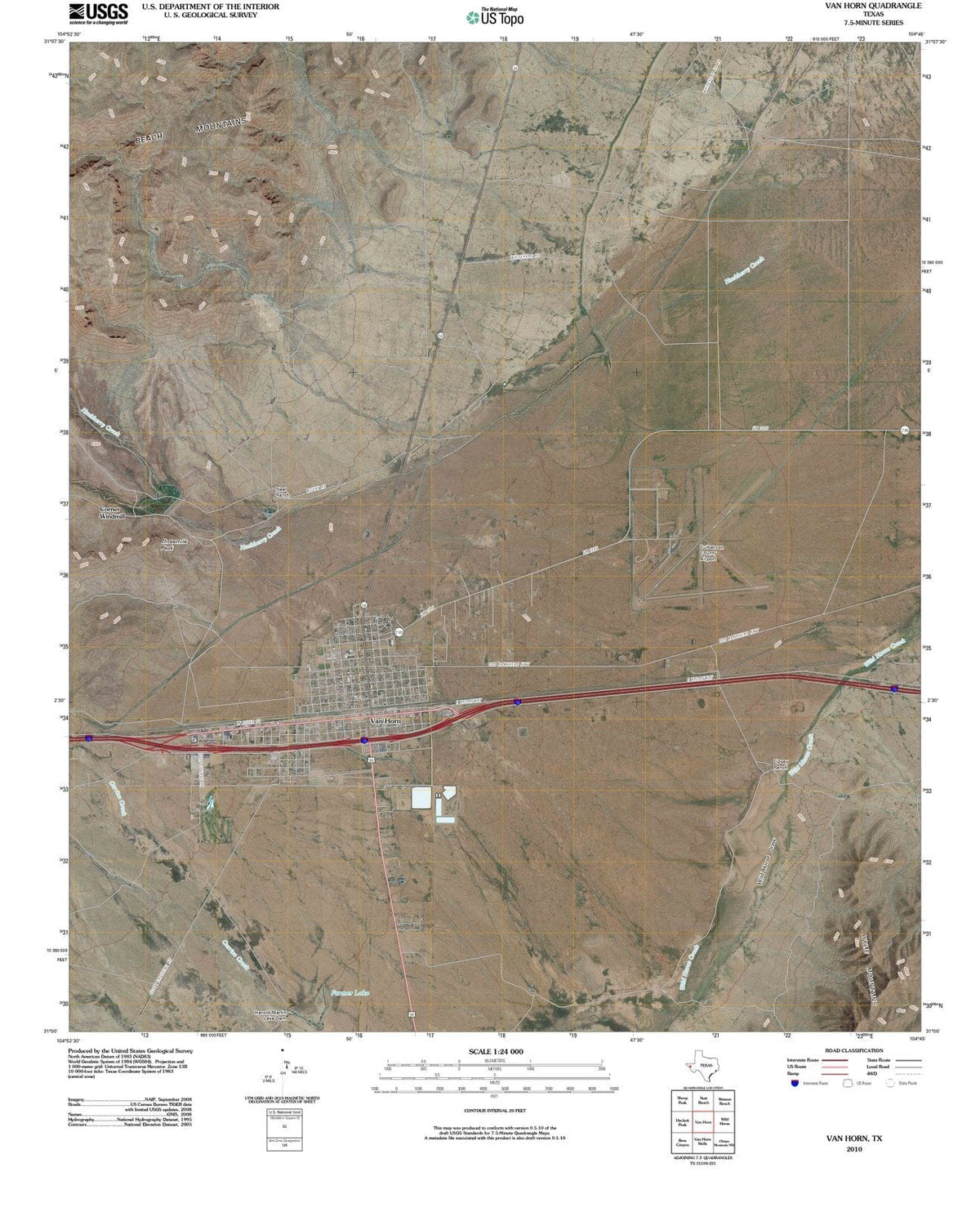 2010 Van Horn, TX - Texas - USGS Topographic Map
