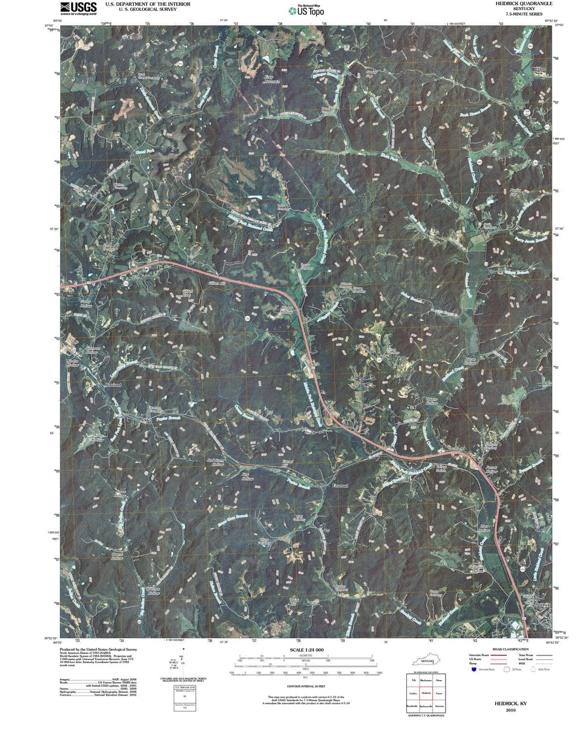 2010 Heidrick, KY - Kentucky - USGS Topographic Map