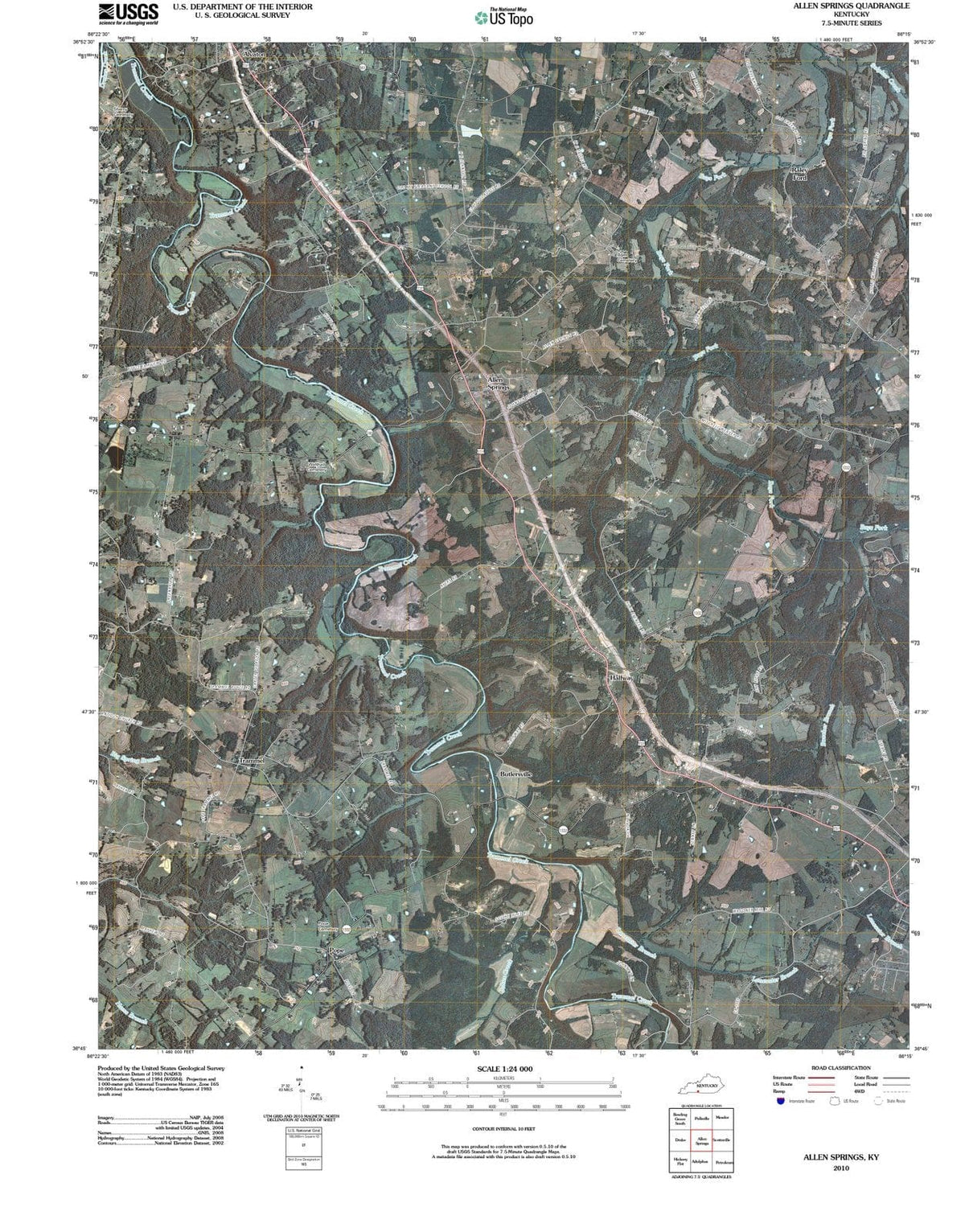 2010 Allen Springs, KY - Kentucky - USGS Topographic Map