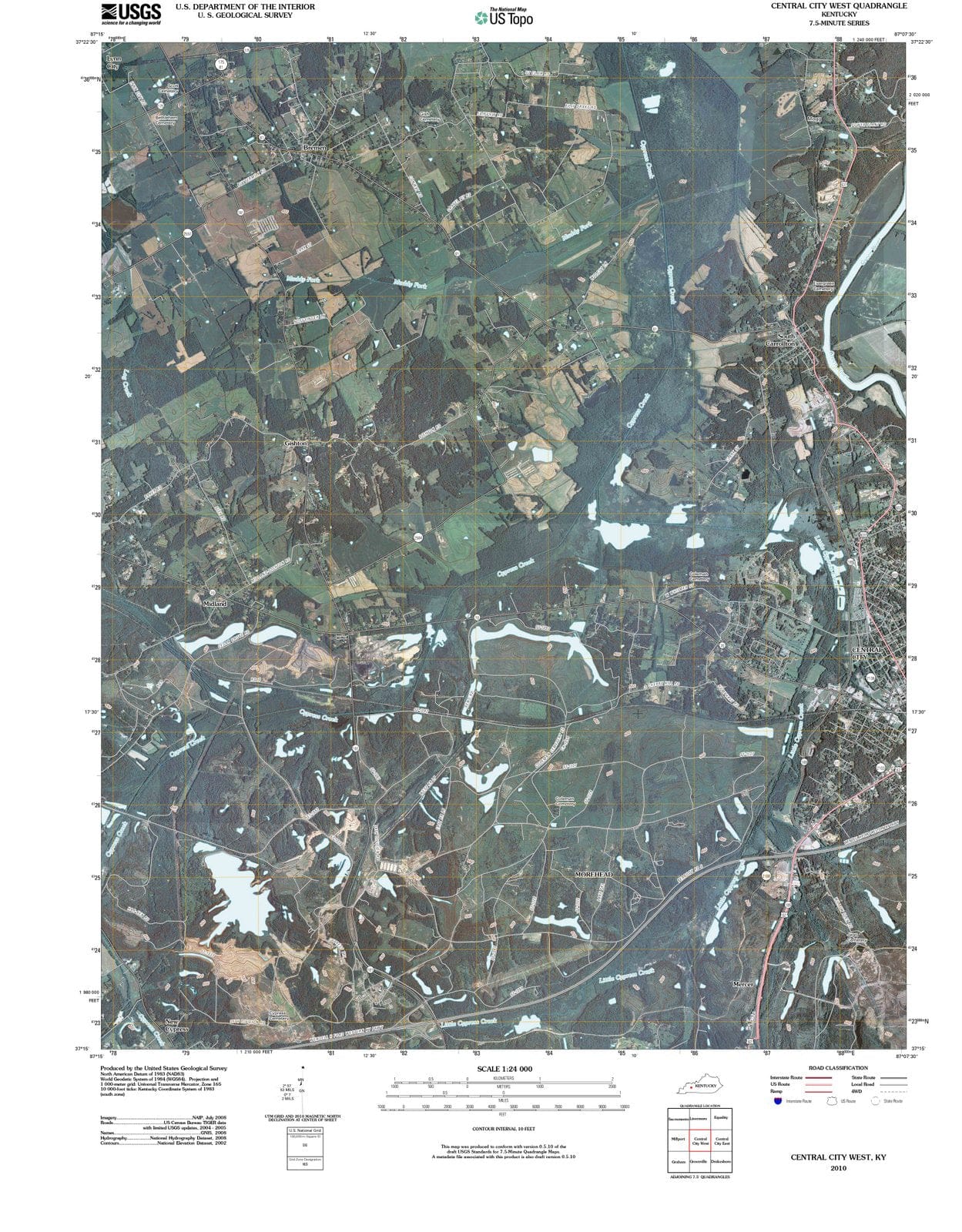 2010 Central City West, KY - Kentucky - USGS Topographic Map